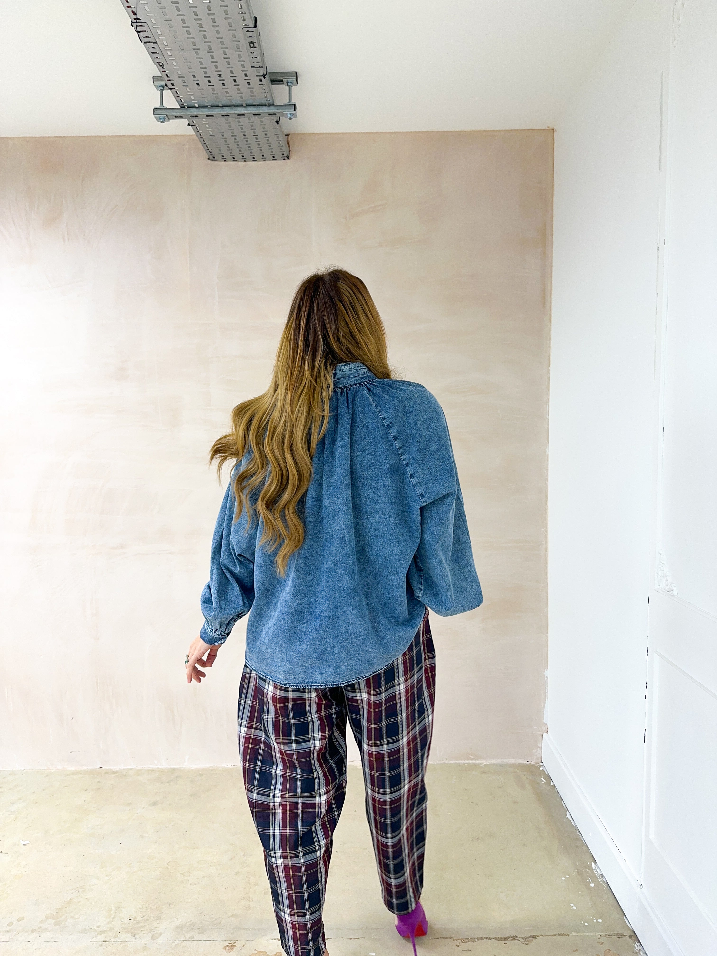 Bow Front Denim Shirt In Blue