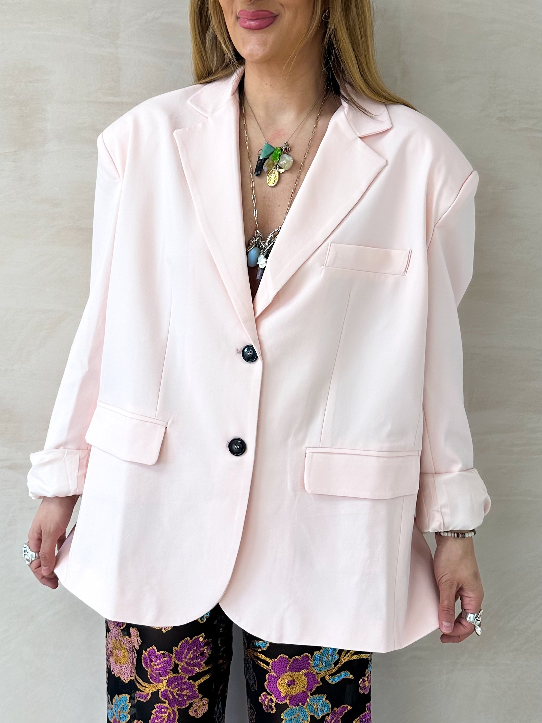Oversized Slouch Blazer In Baby Pink