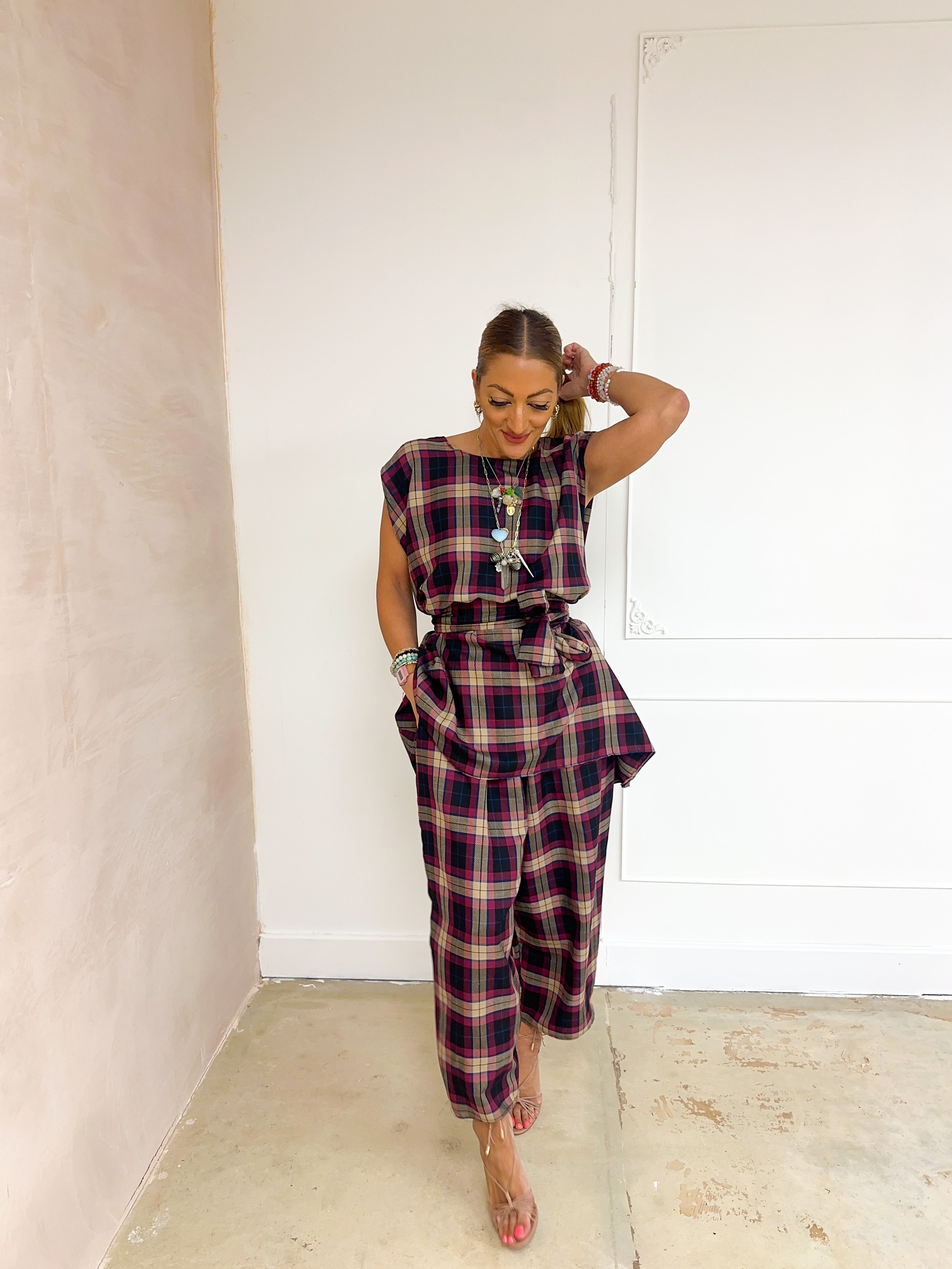 Muse Belted Top/Dress In Purple Tartan