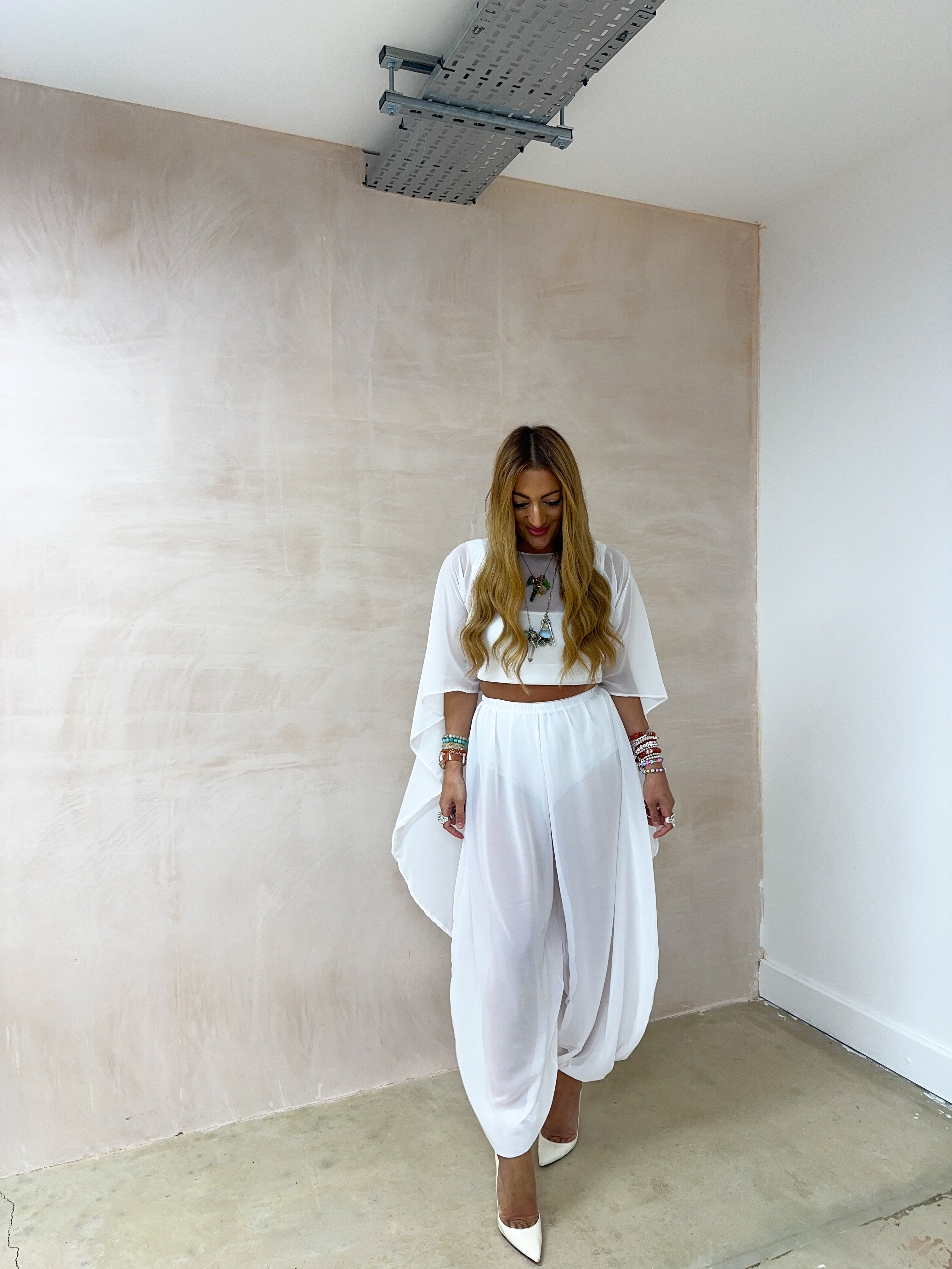 The Jasmine Chiffon Cape Top In White