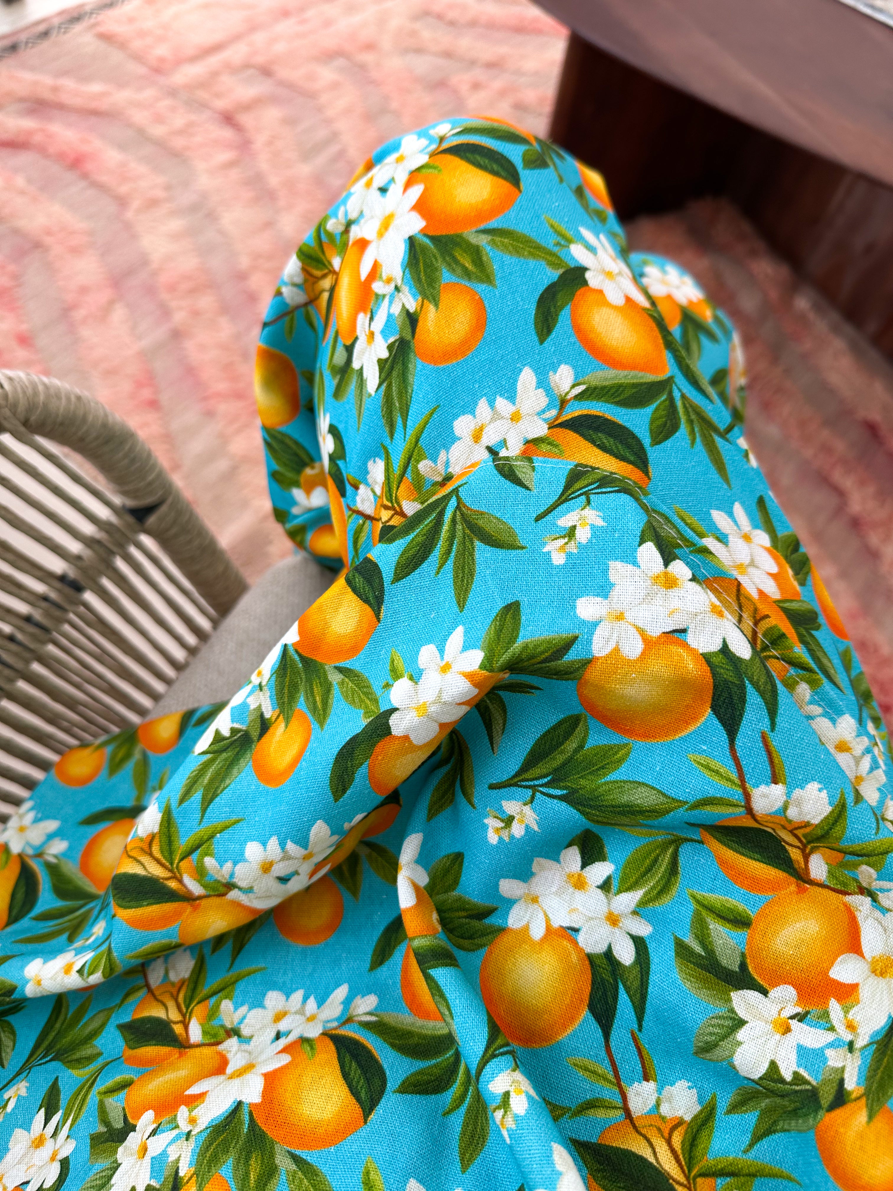 The Valencia Wide Leg Trousers In Scattered Orange Print