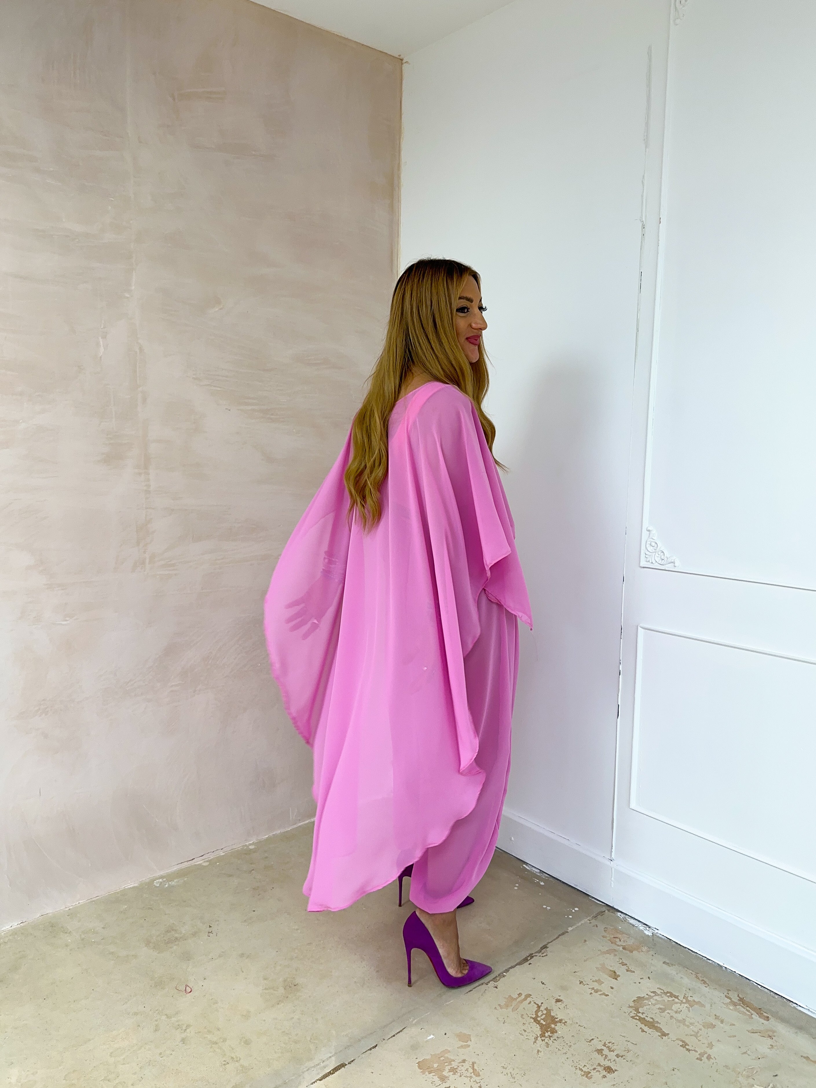 The Jasmine Aladdin Trousers In Pink Chiffon