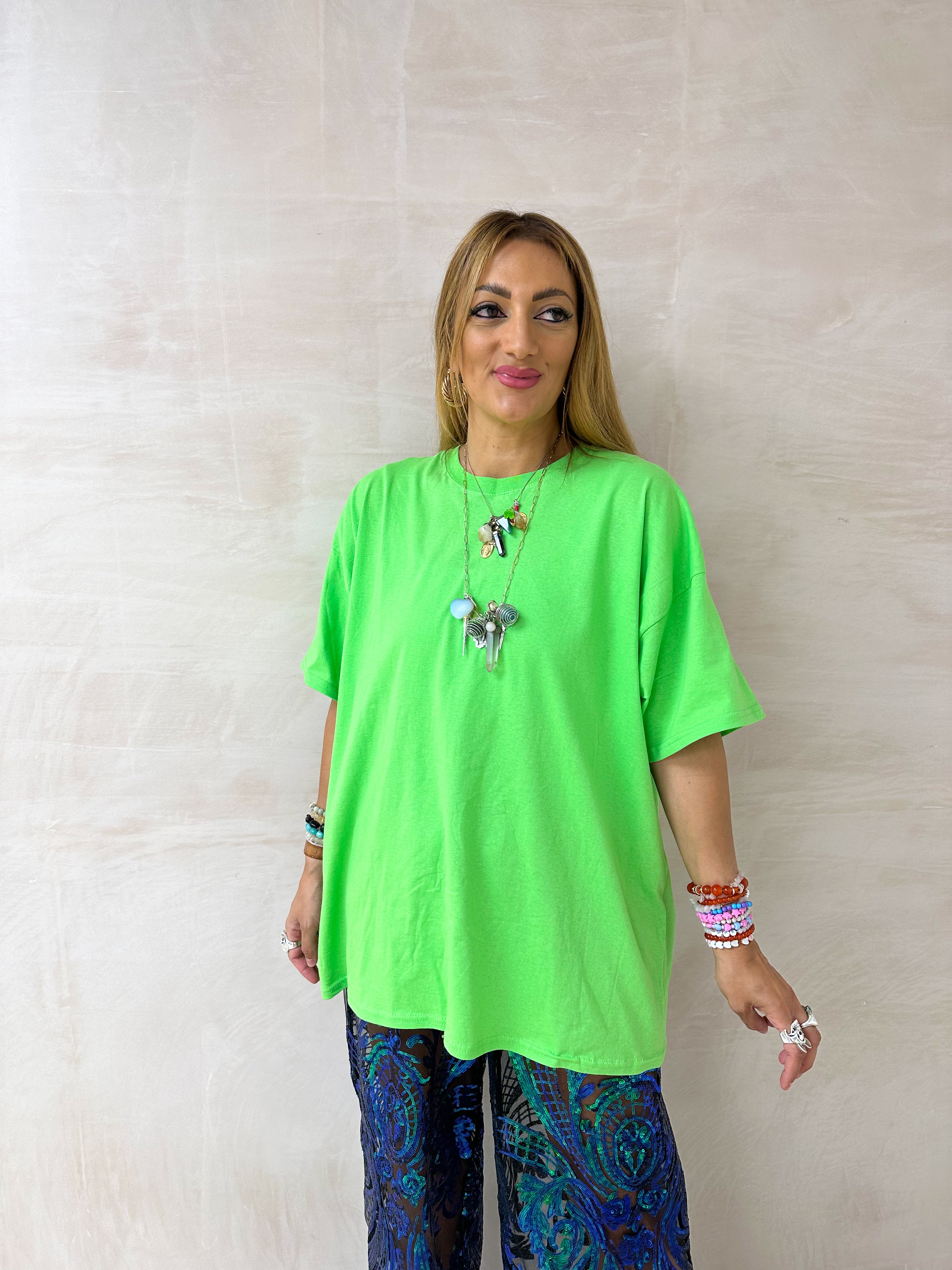 Oversized Basic T-Shirt In Neon Green
