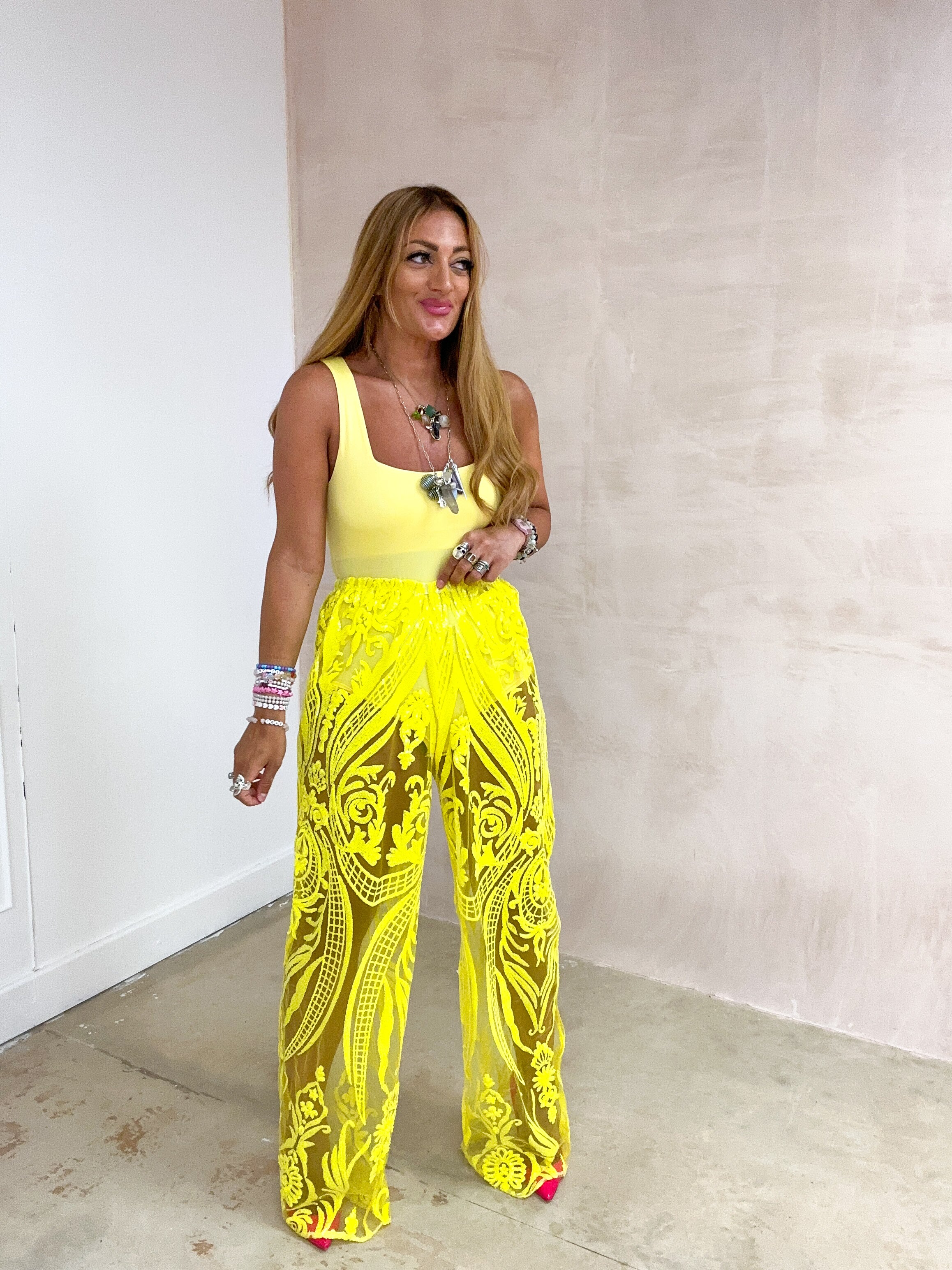 Square Front Bodysuit In Yellow