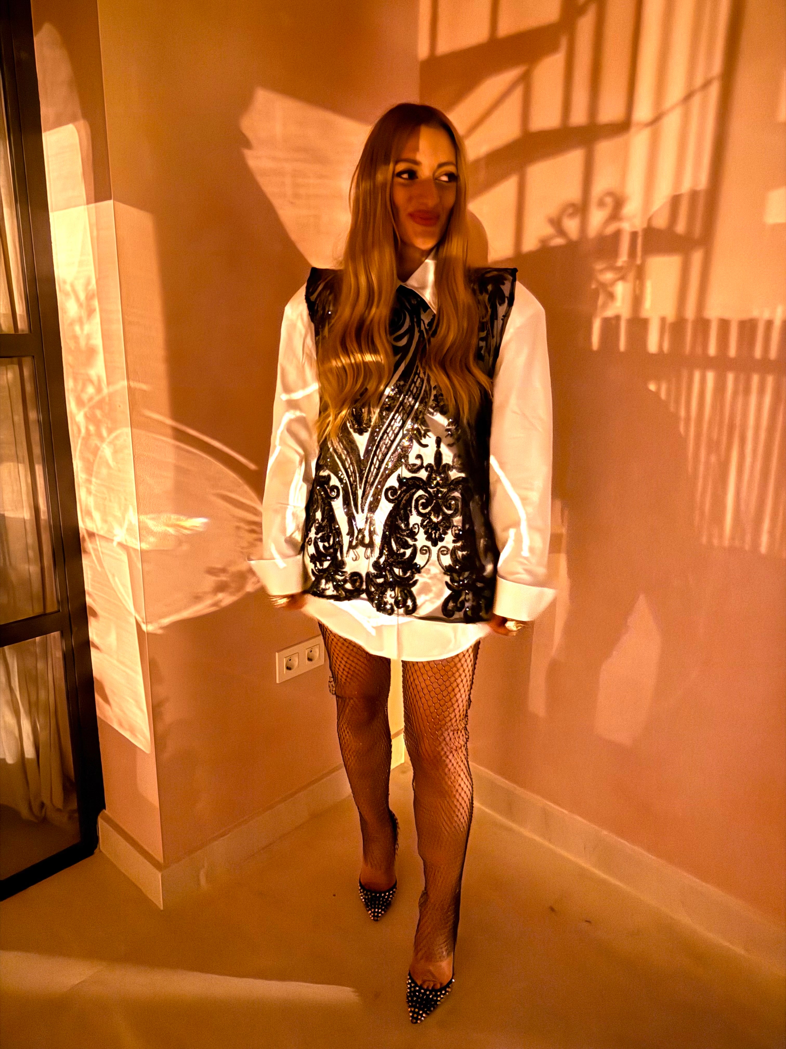 Diamante Mesh Rhinestone Leggings In Black