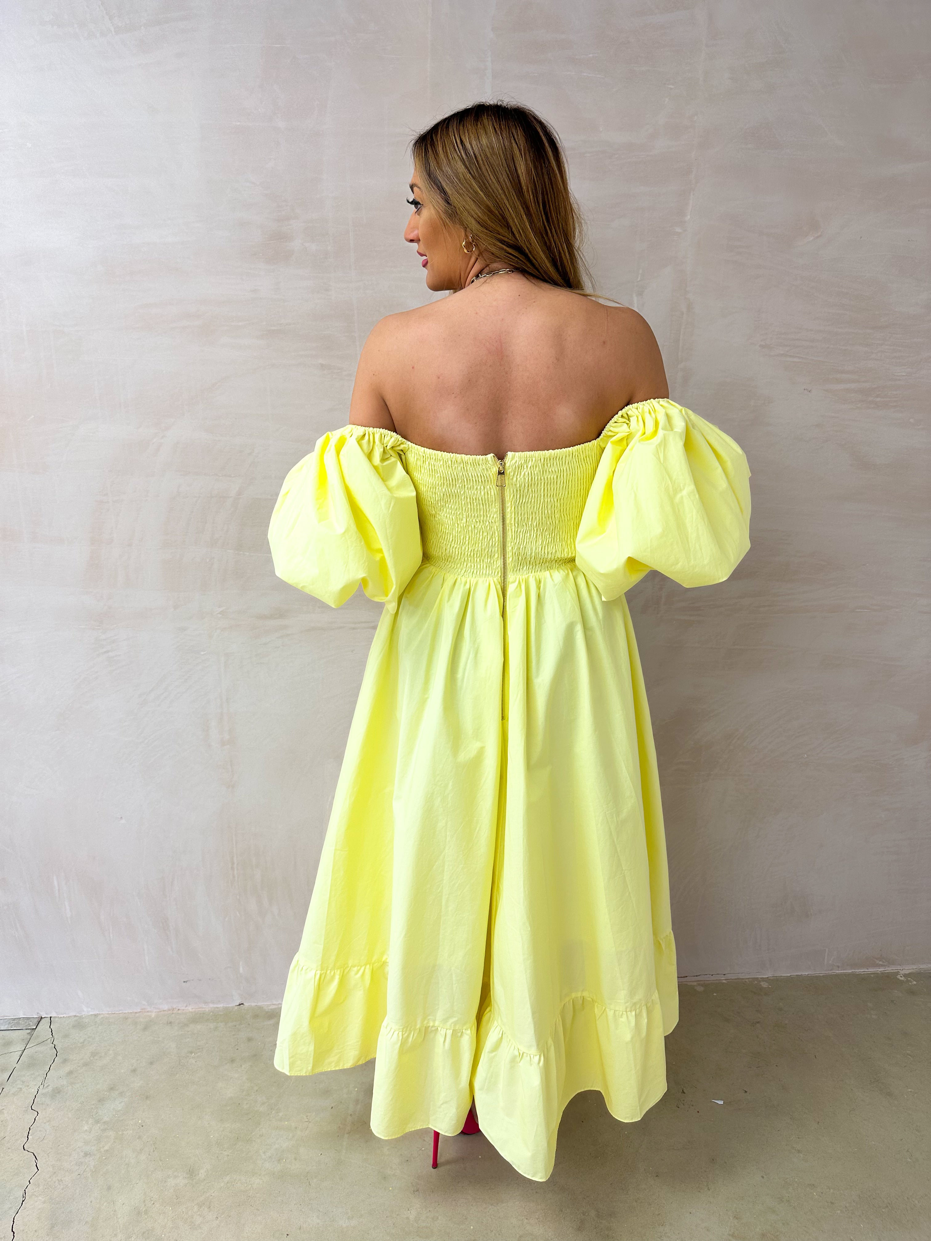 La Dolce Vita Midi Dress In Lemon