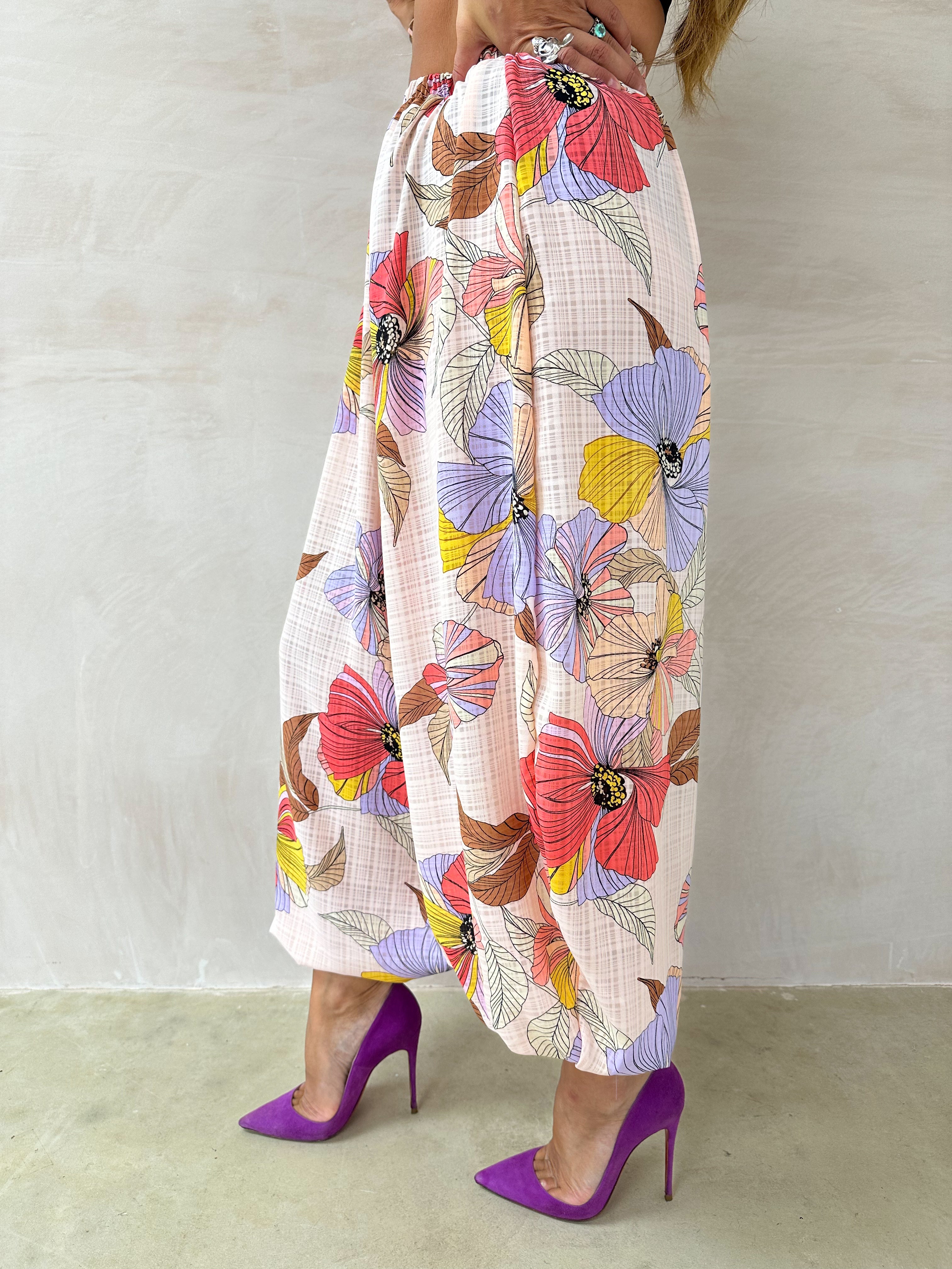 The Jasmine Aladdin Trousers In Abstract Floral Print