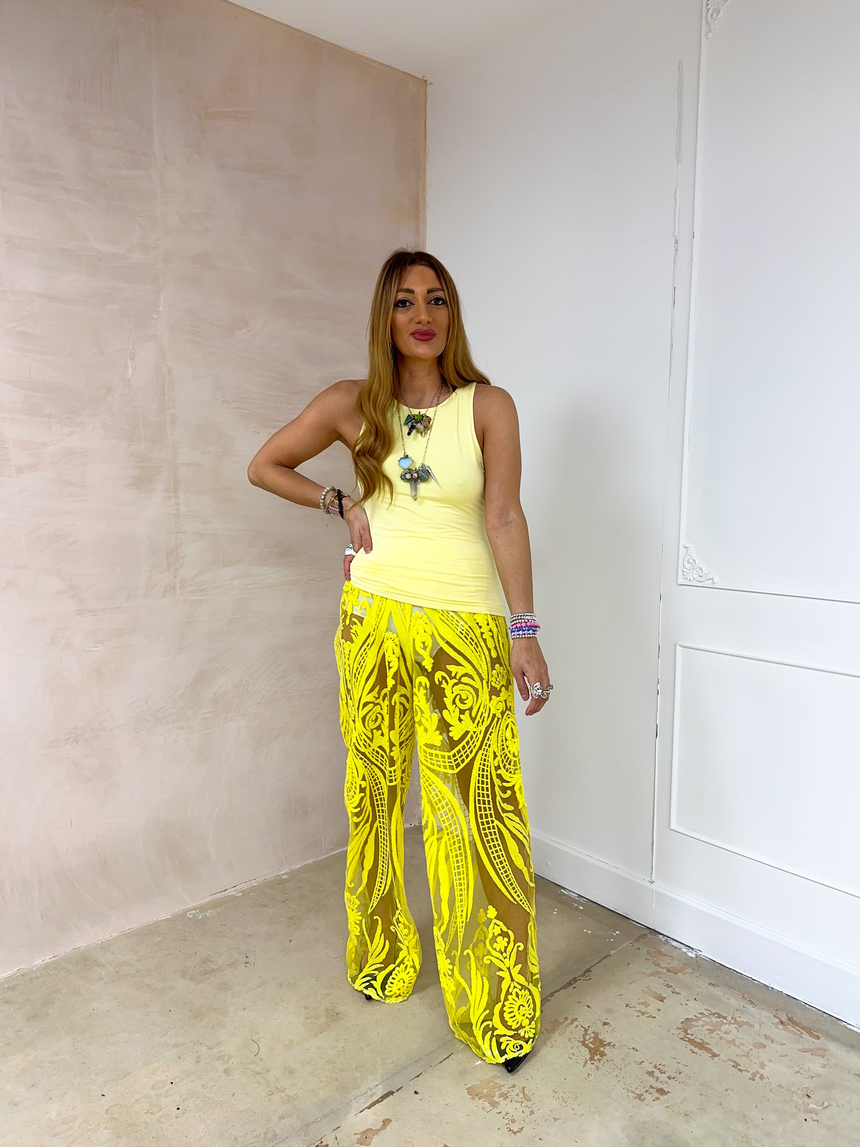 Basic Racer Vest Top In Yellow