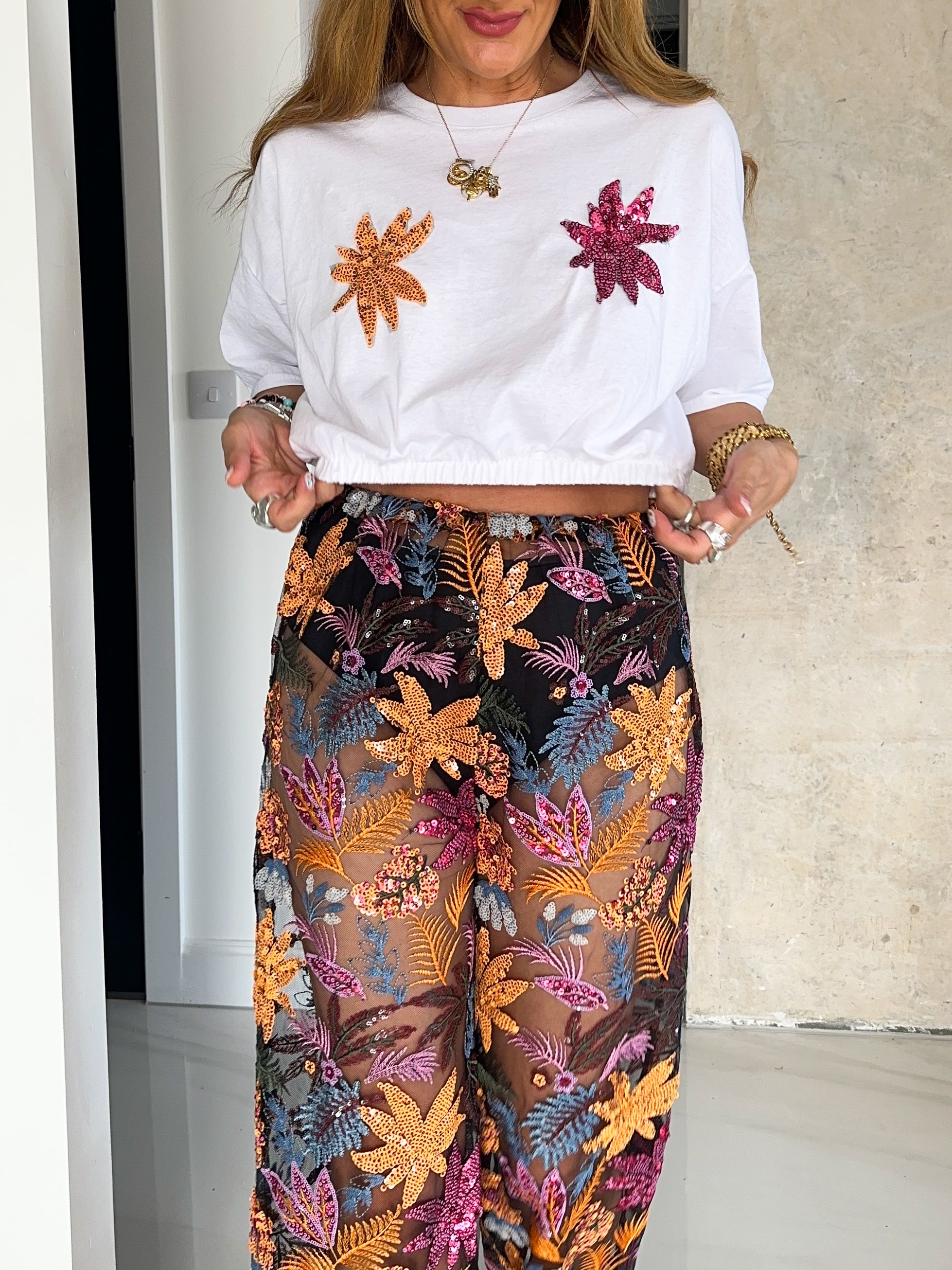 The Flora Cropped T-Shirt In White