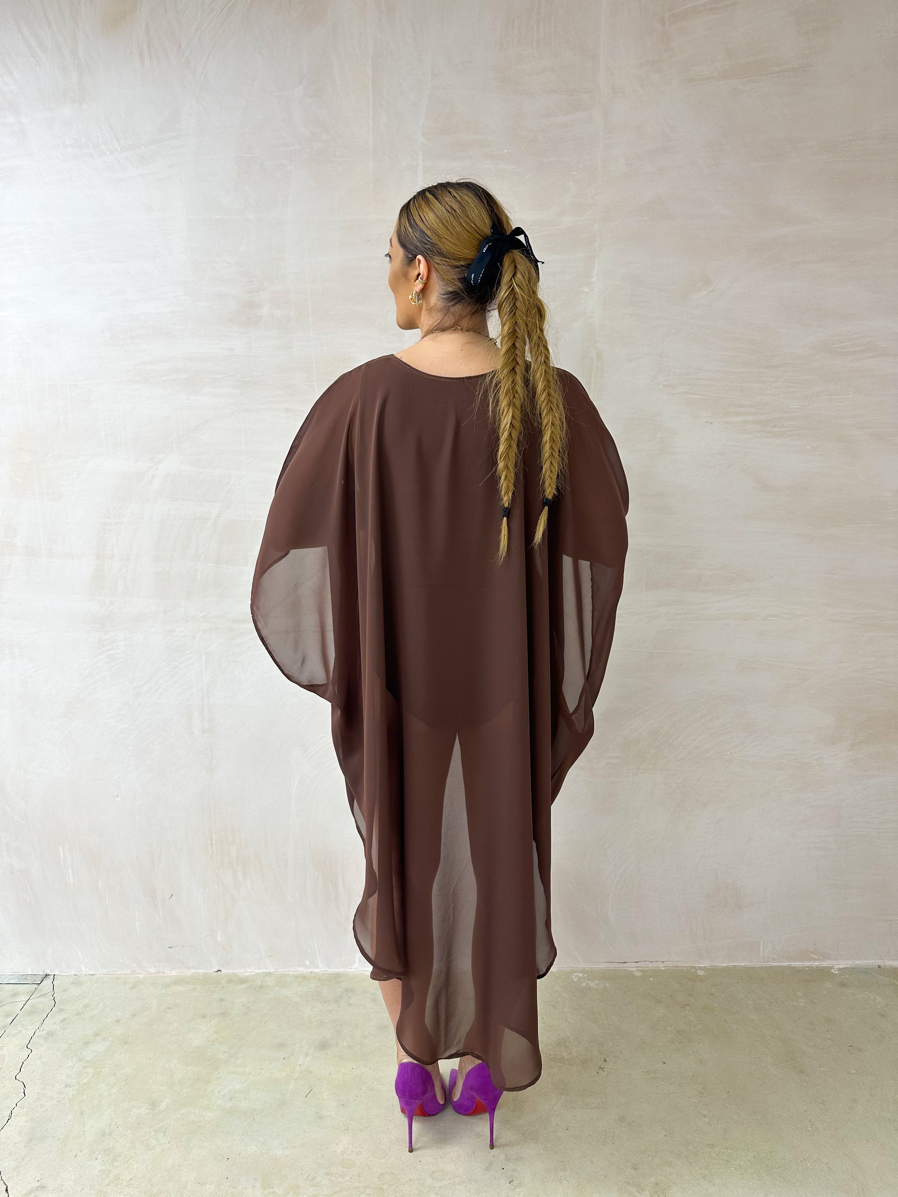 The Jasmine Chiffon Dress In Brown