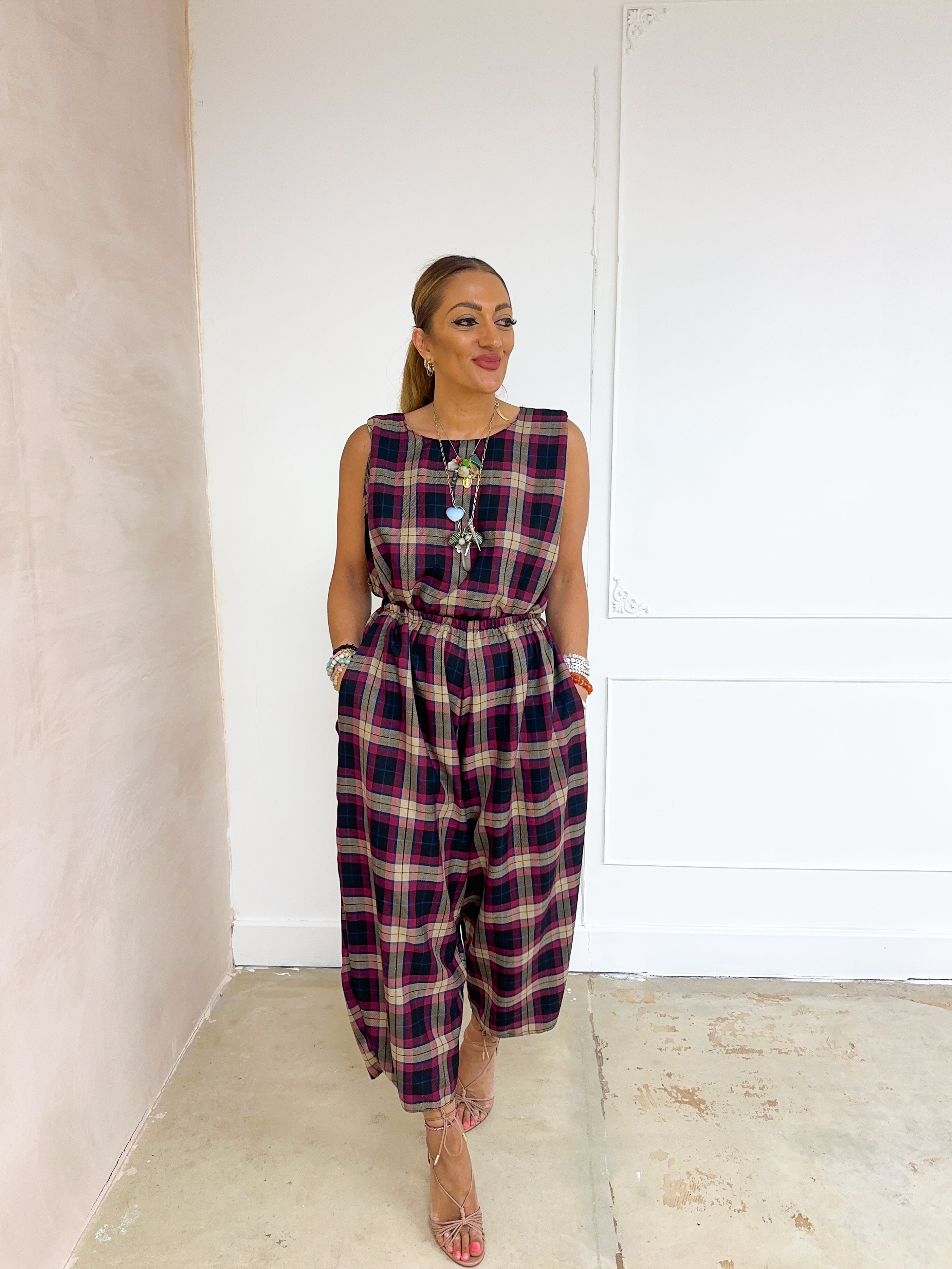 Muse Belted Top/Dress In Purple Tartan