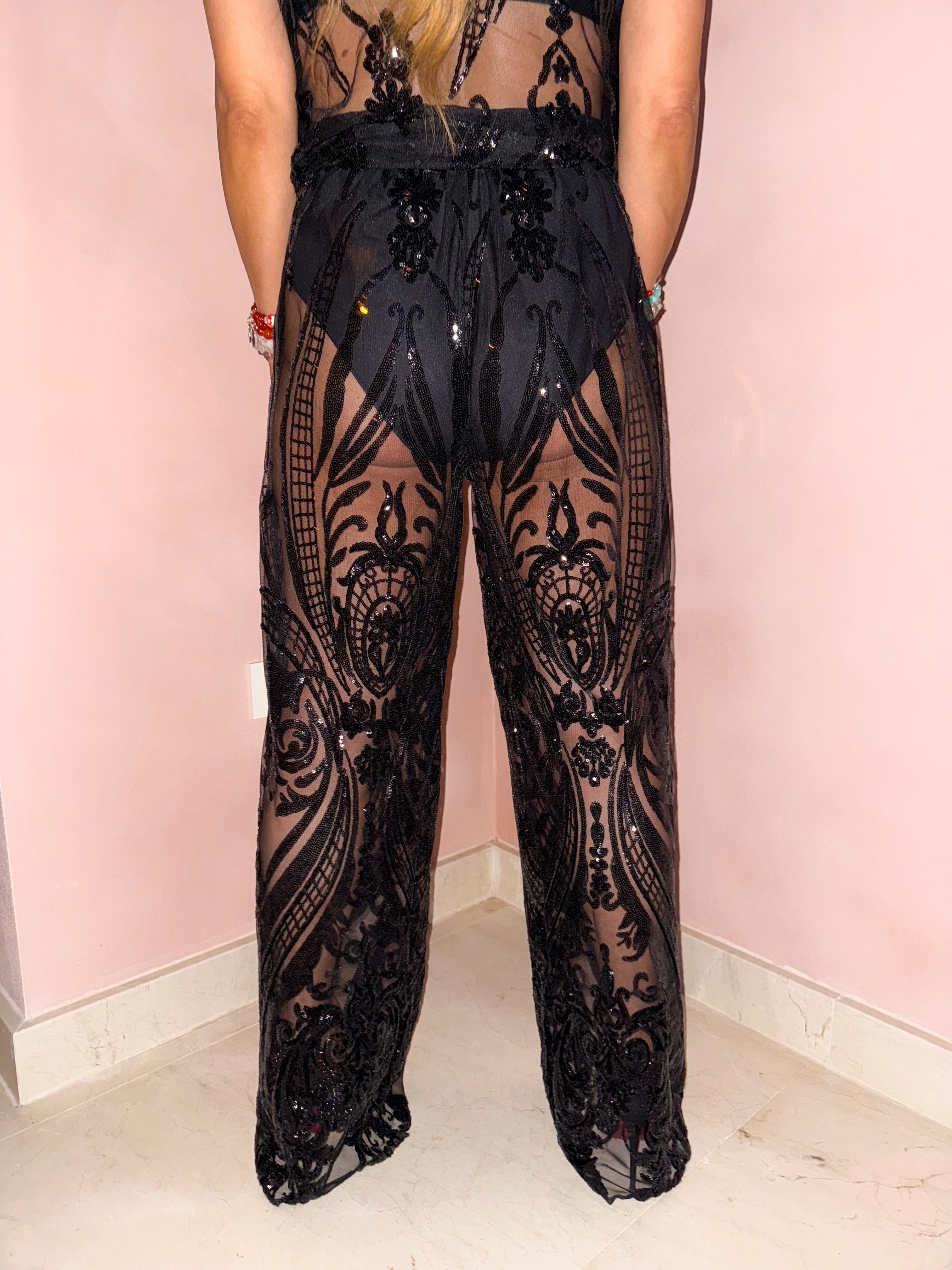 The Solaris Sequin Trousers In Black