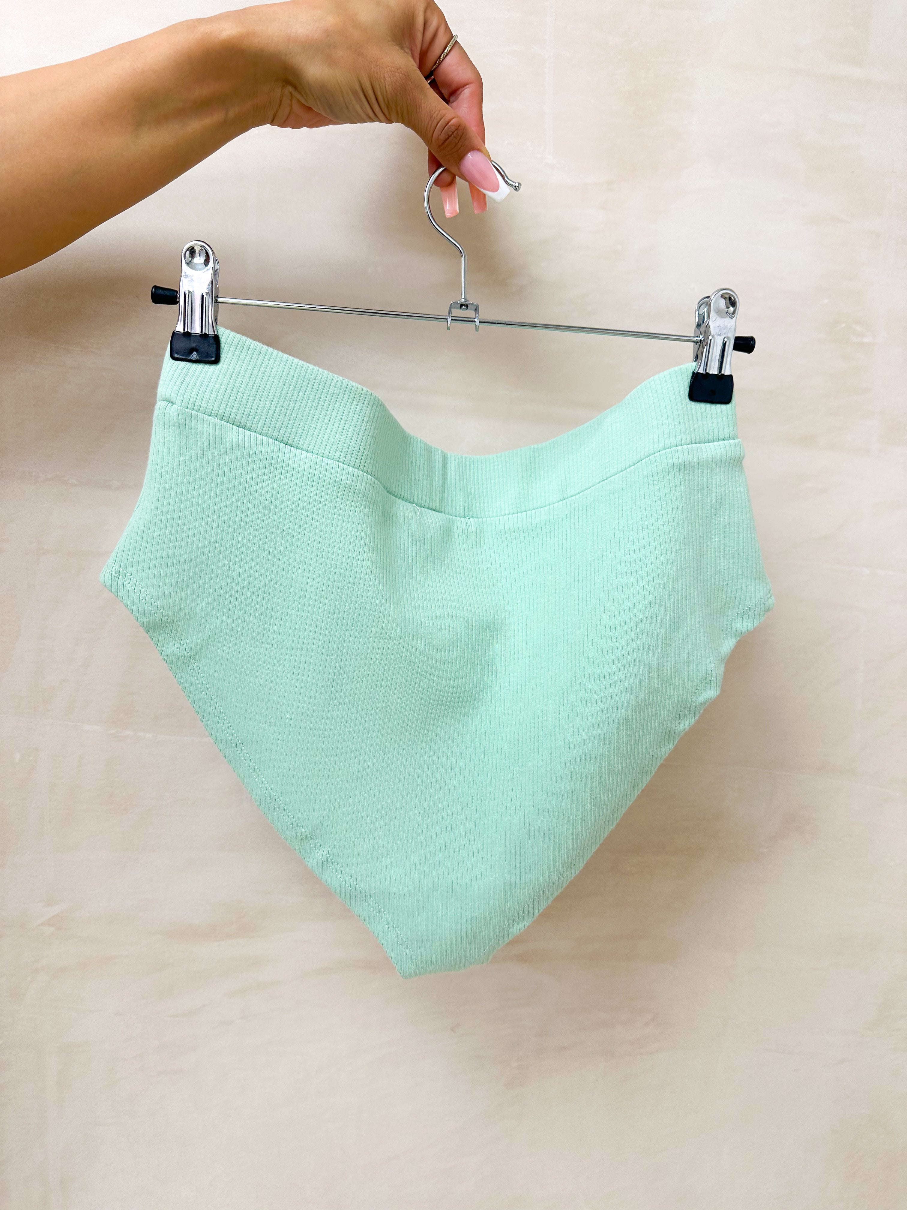 High Waisted Ribbed Knickers In Sage