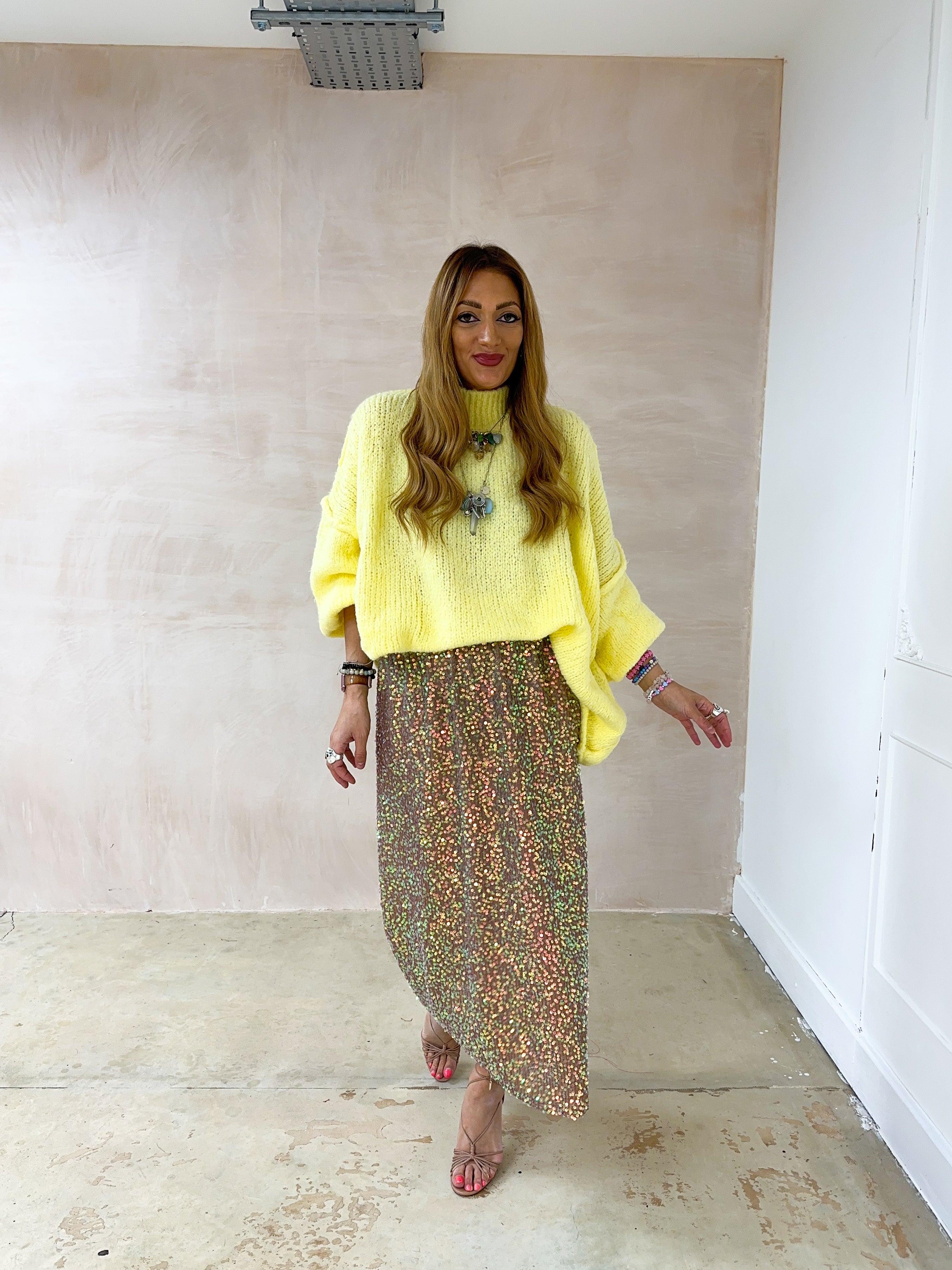 Chunky Knit Oversized Jumper In Yellow
