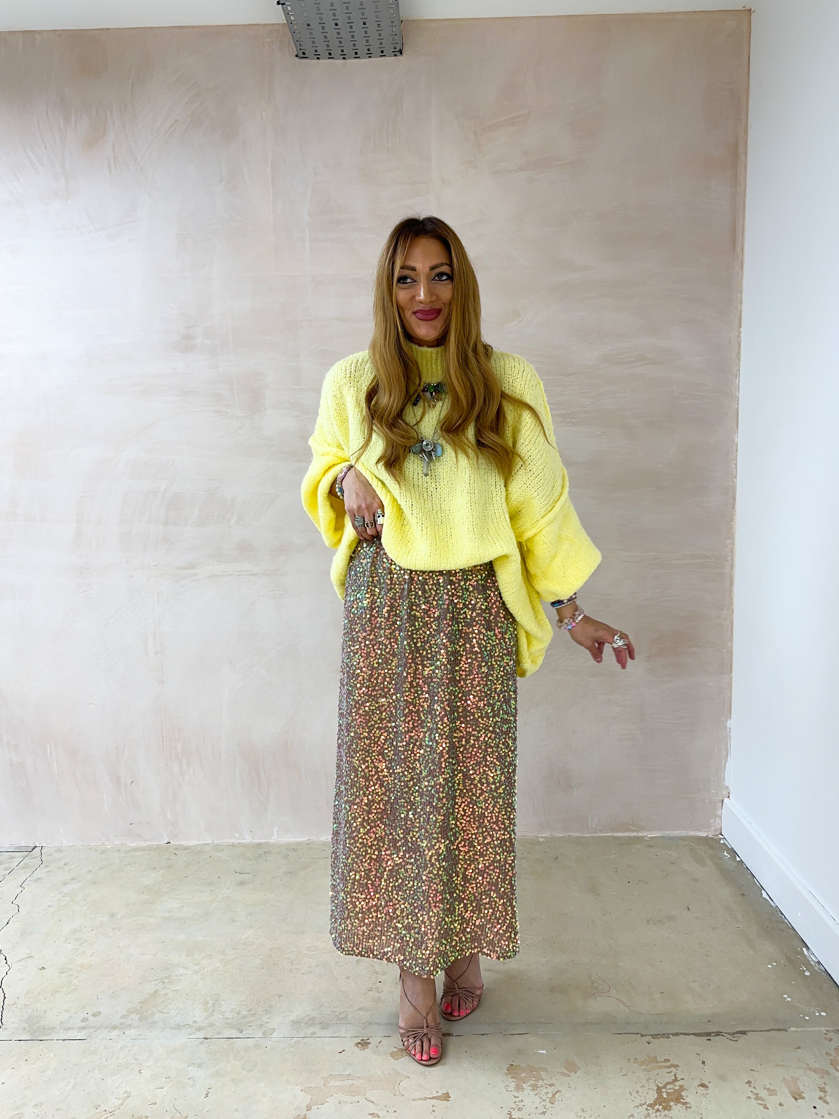 Chunky Knit Oversized Jumper In Yellow