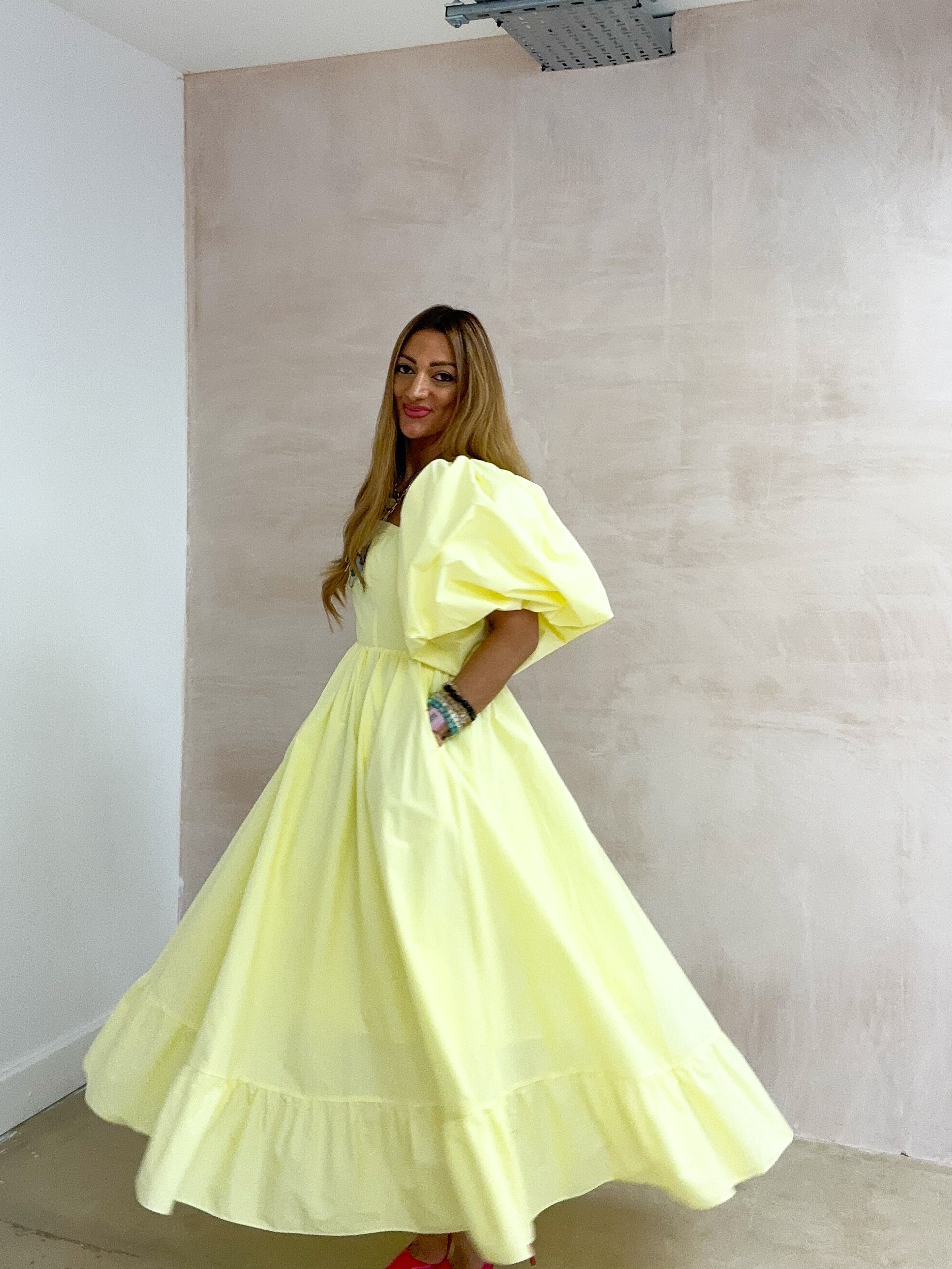 La Dolce Vita Midi Dress In Lemon