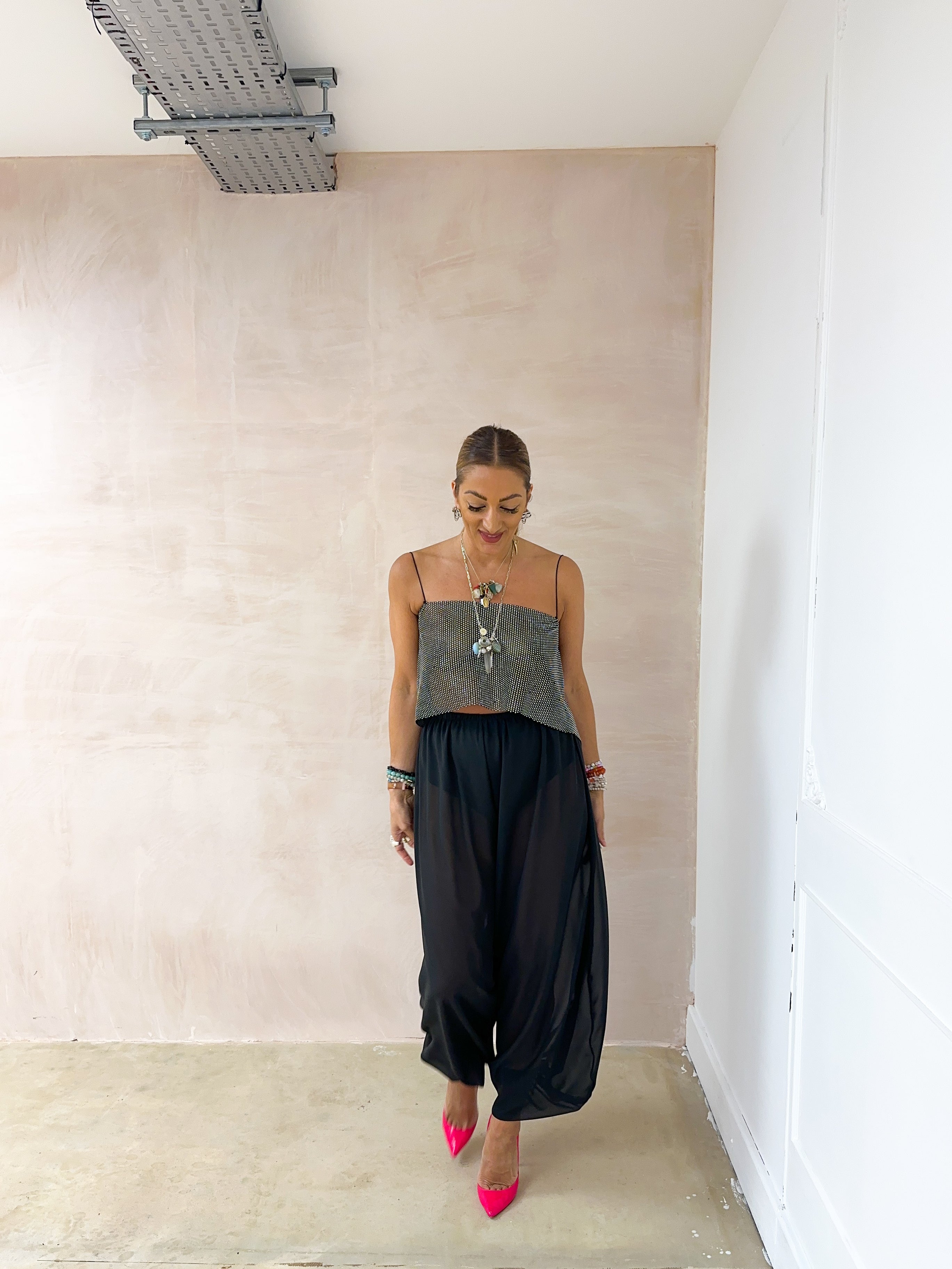 Shooting Star Rhinestone Top In Black Sparkle