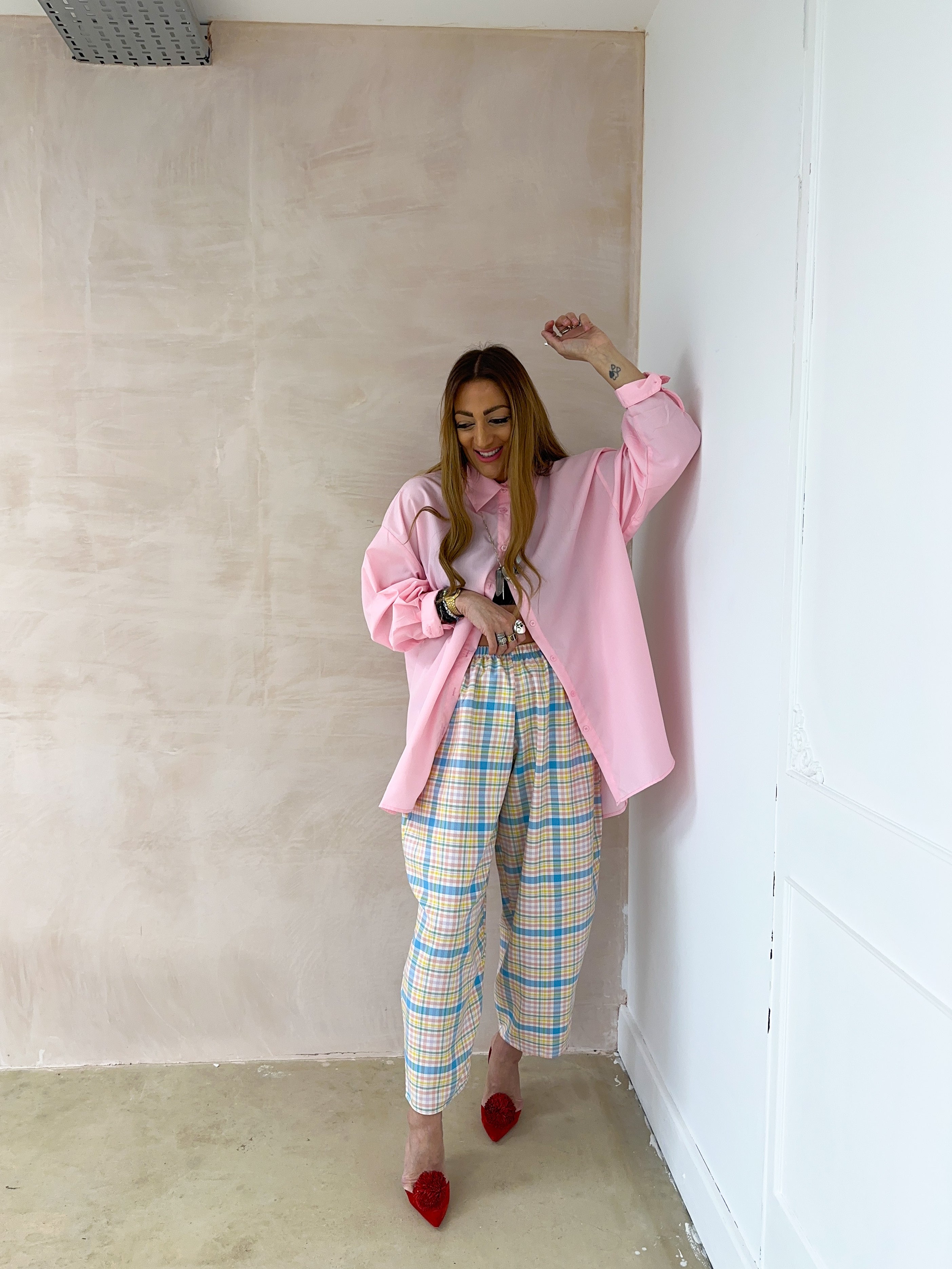 Oversized Relaxed Fit Shirt In Baby Pink