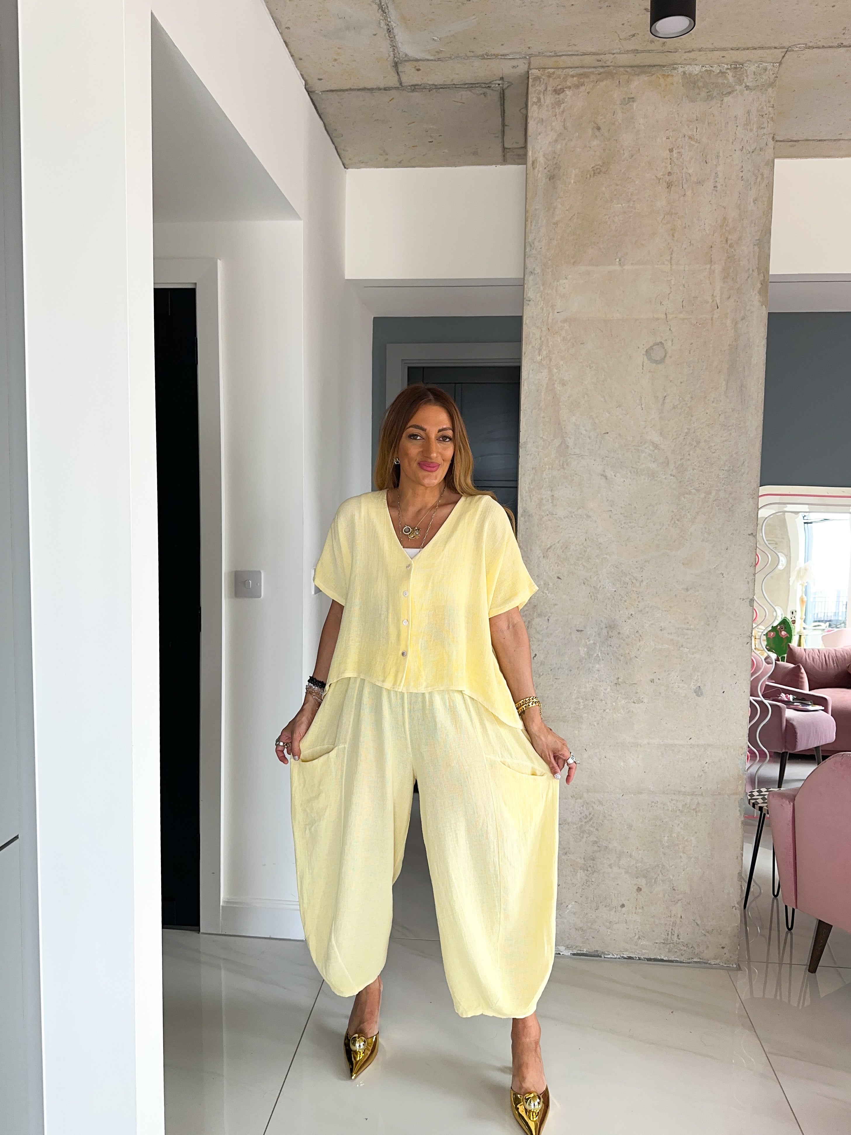 Button Up Top In Candy Yellow