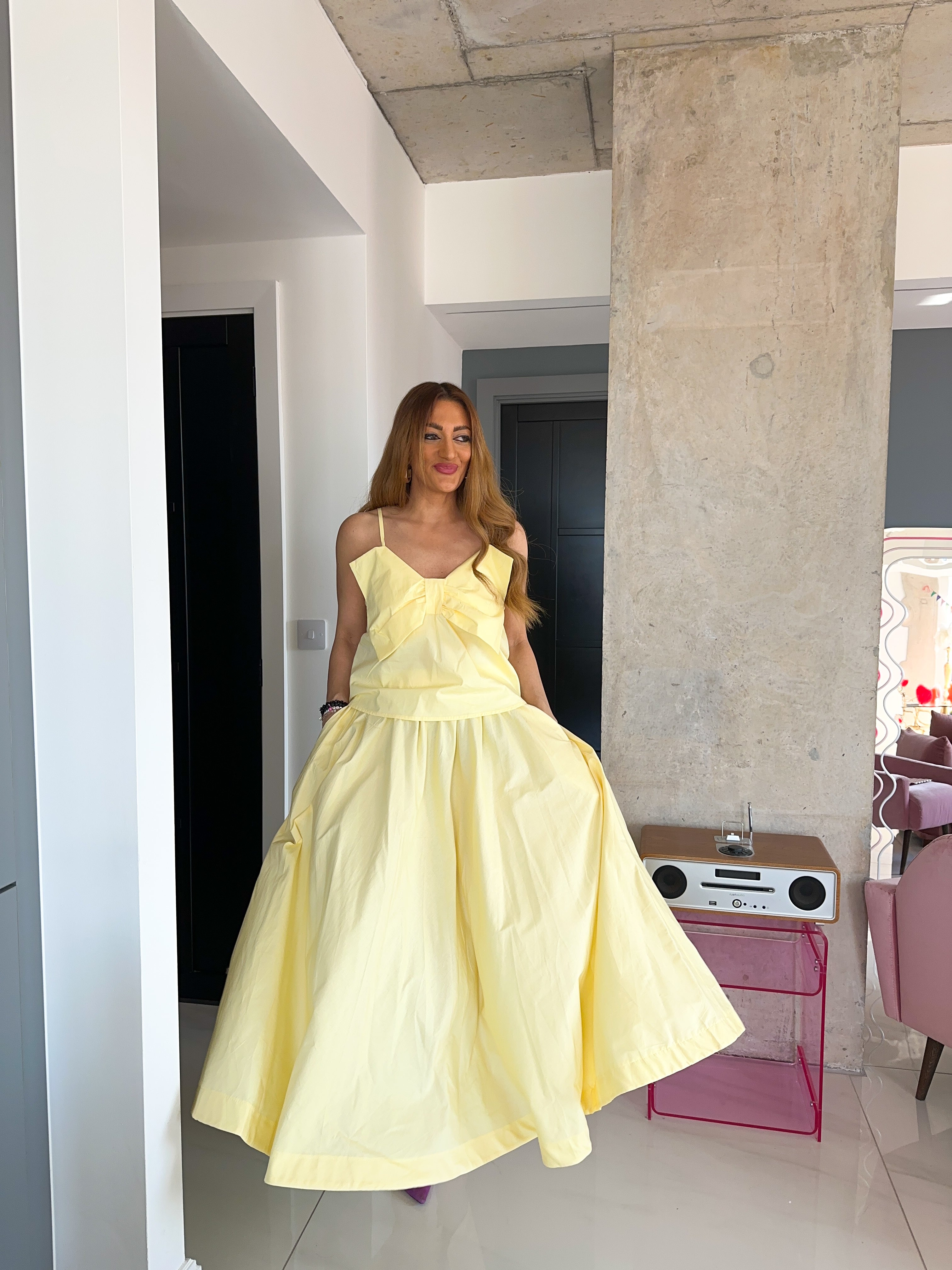 Full Circle Midi Skirt In Yellow