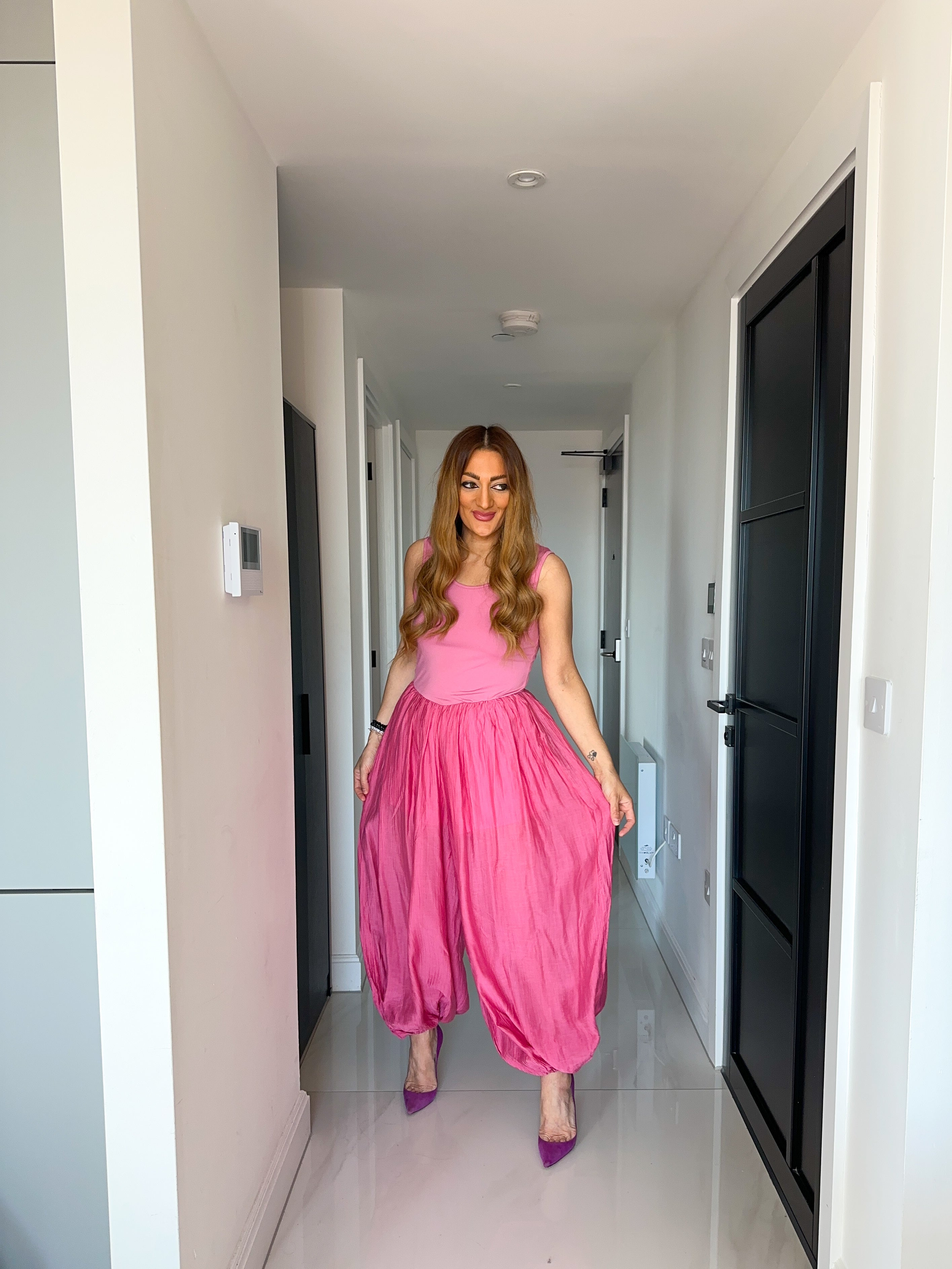 Aladdin Style Jumpsuit In Hot pink