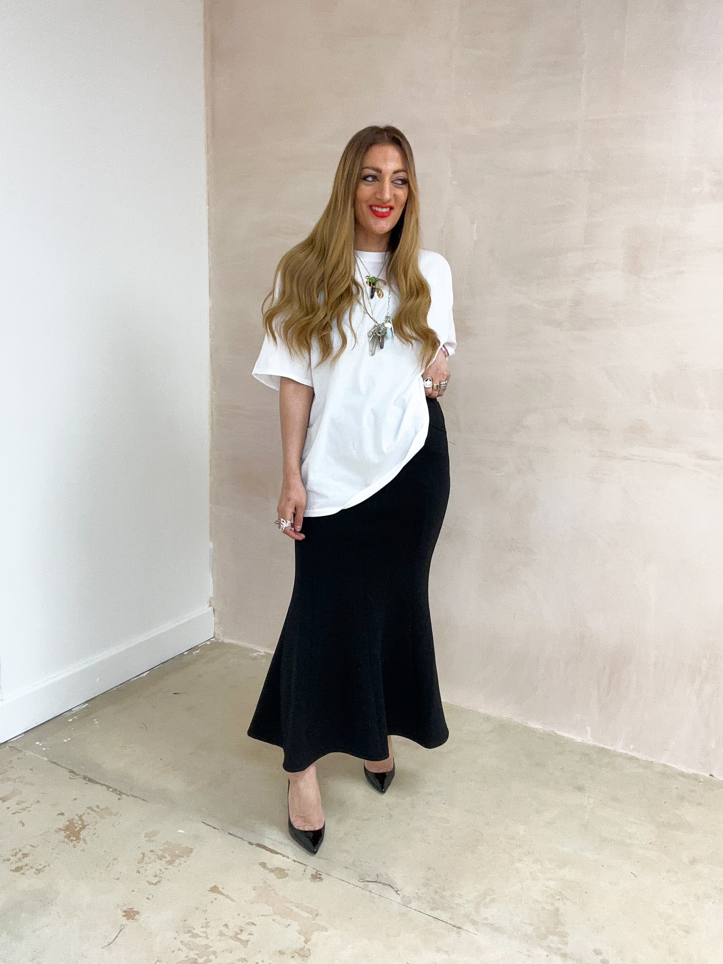 Fishtail Midi Skirt In Black