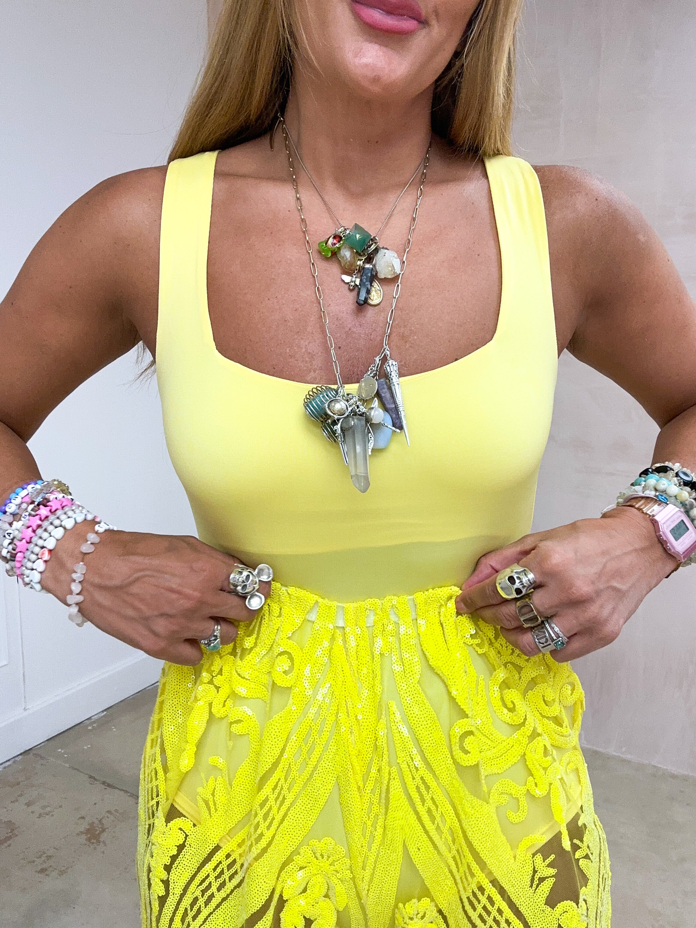 Square Front Bodysuit In Yellow