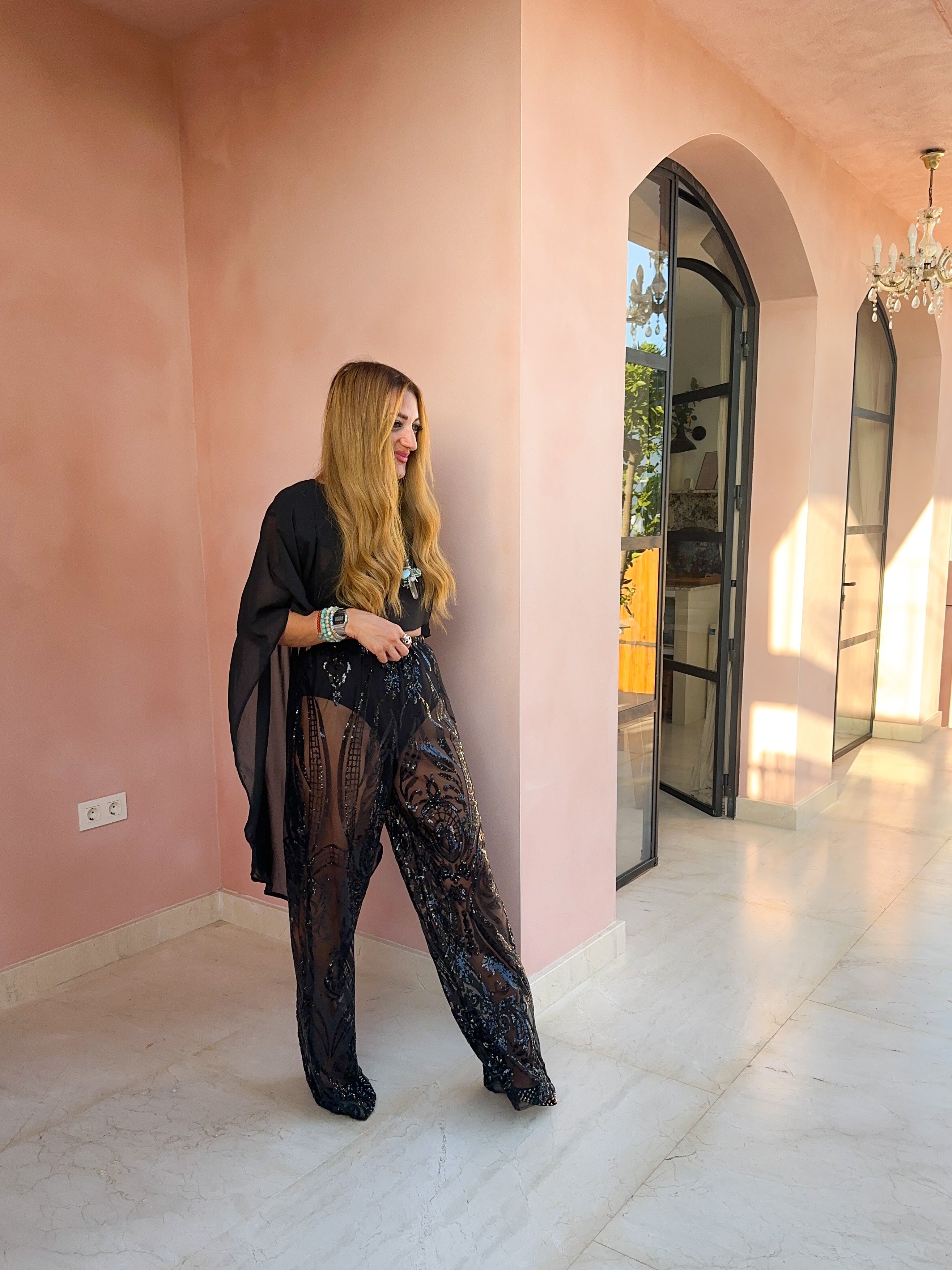 The Jasmine Chiffon Cape Top In Black