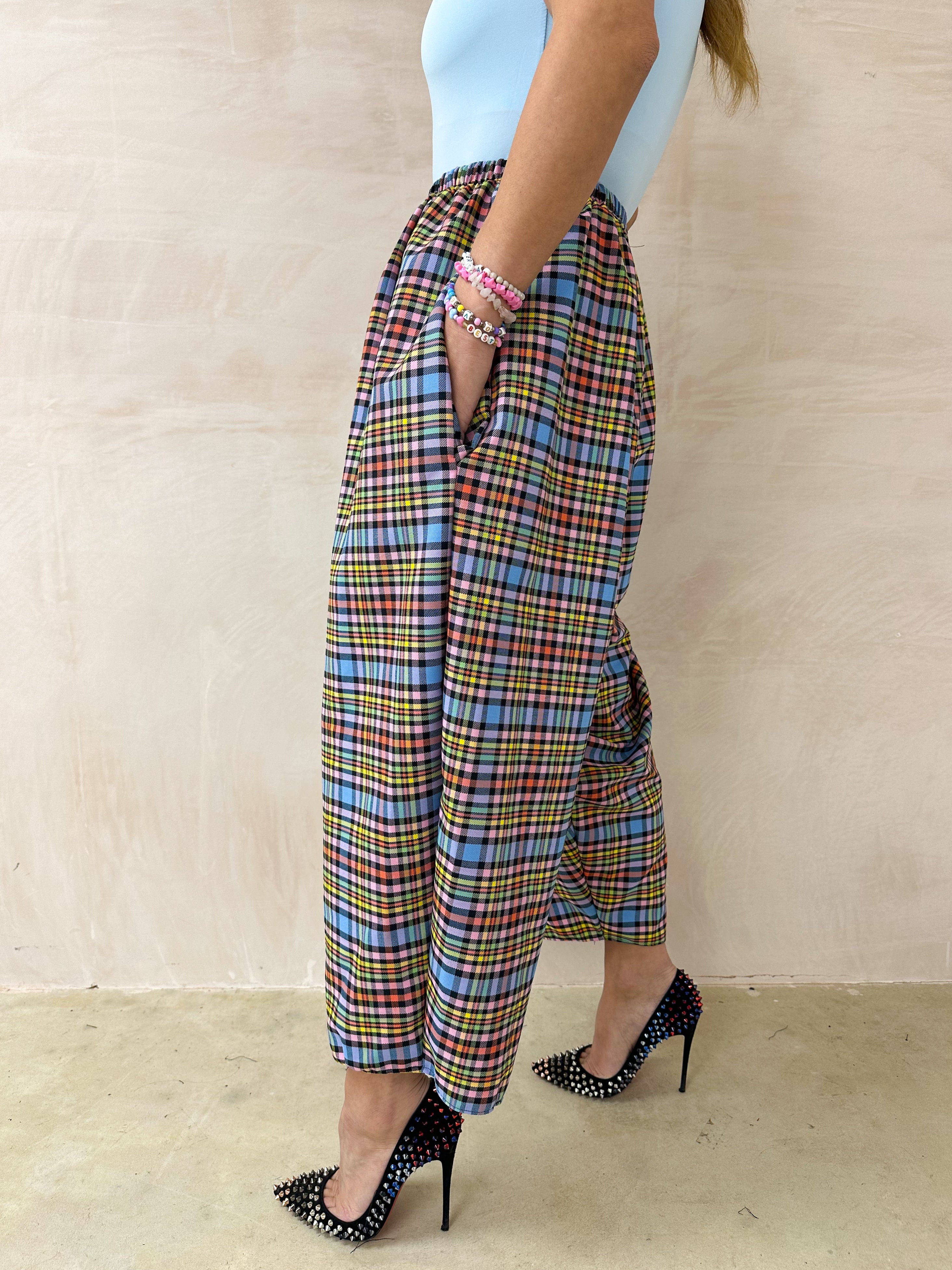 Muse Balloon Trousers In Multi Coloured Tartan