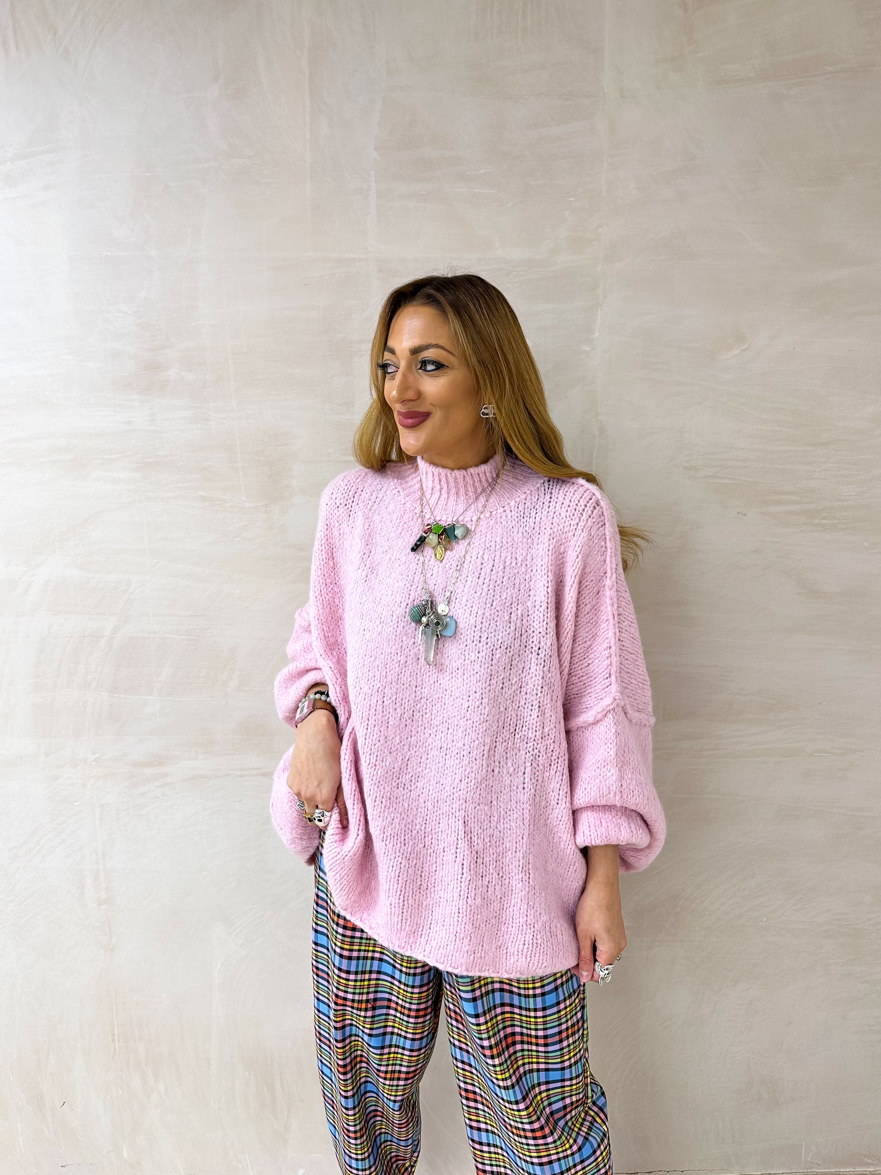 Chunky Knit Oversized Jumper In Pink