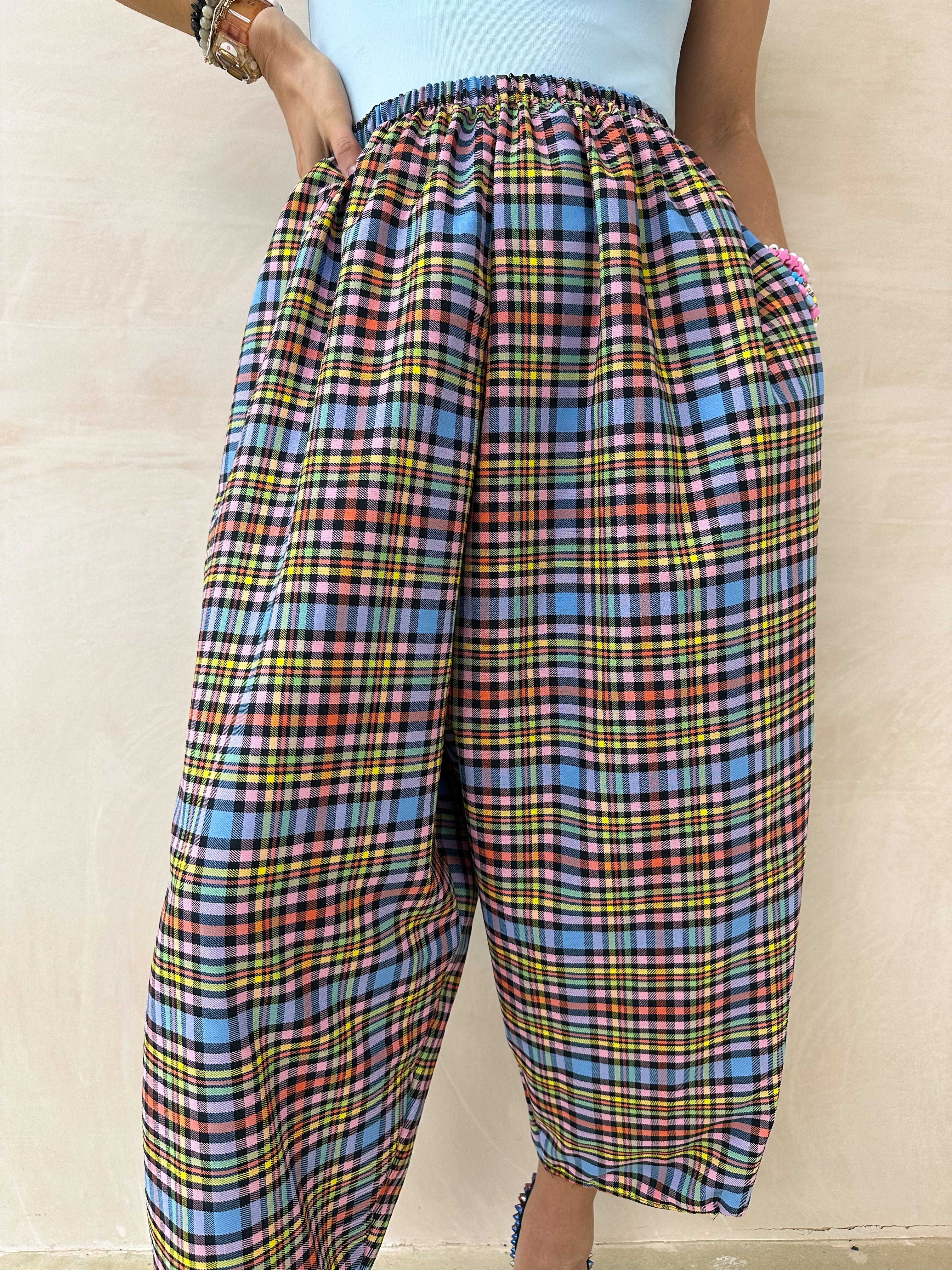 Muse Balloon Trousers In Multi Coloured Tartan
