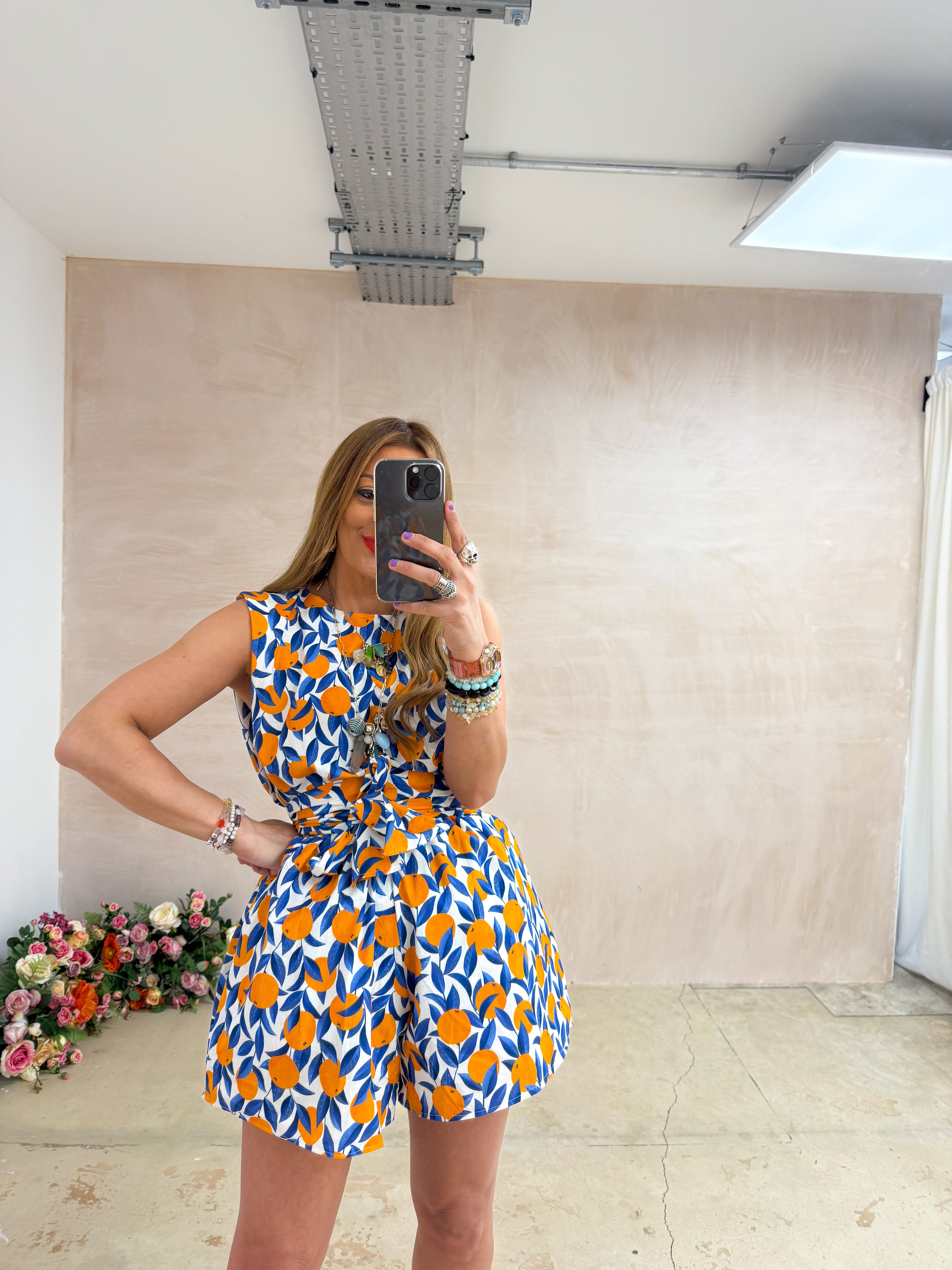 The Sicilia Runner Shorts In Scattered Orange Print