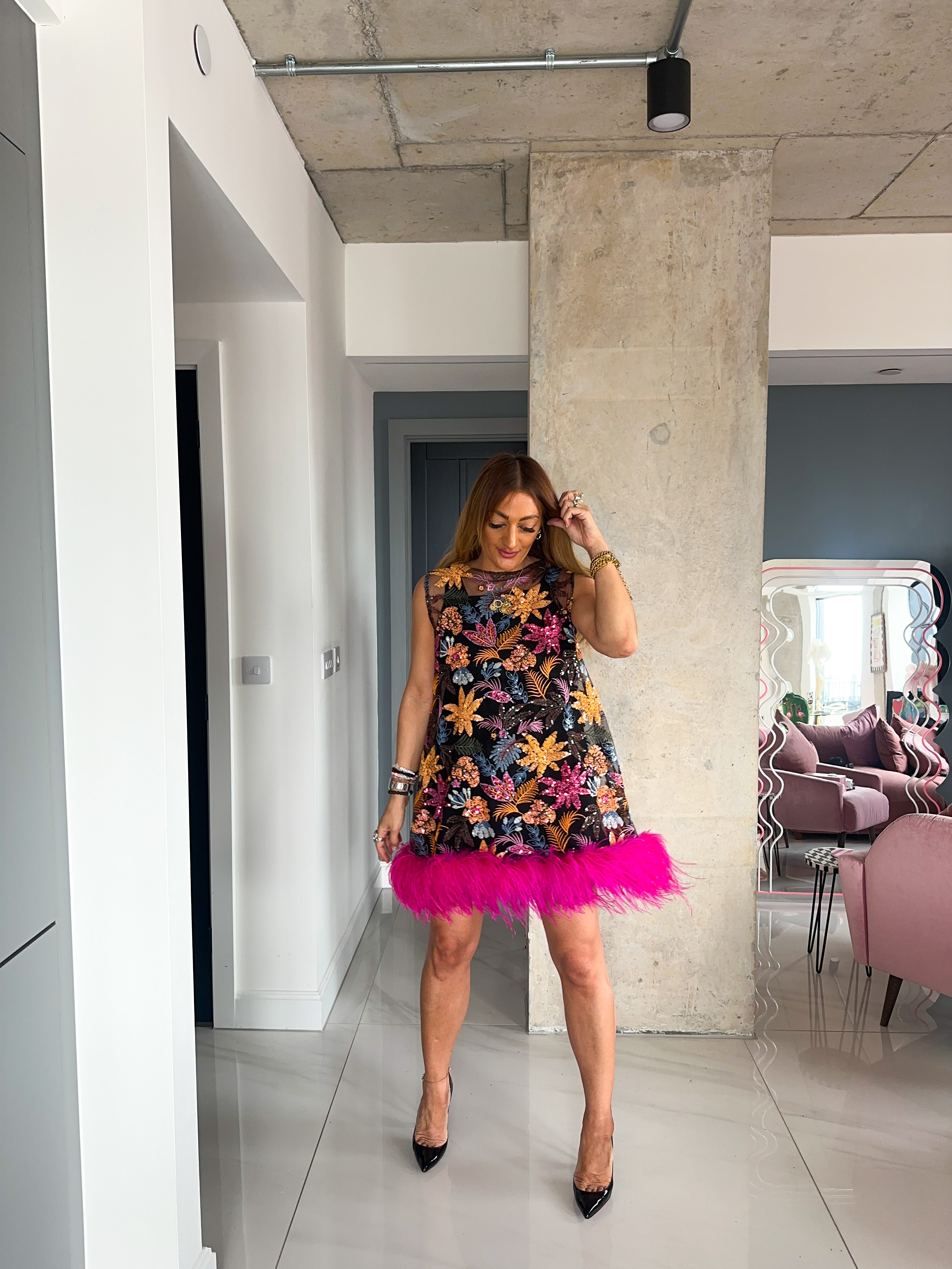 The Flora Sequin Dress In Black