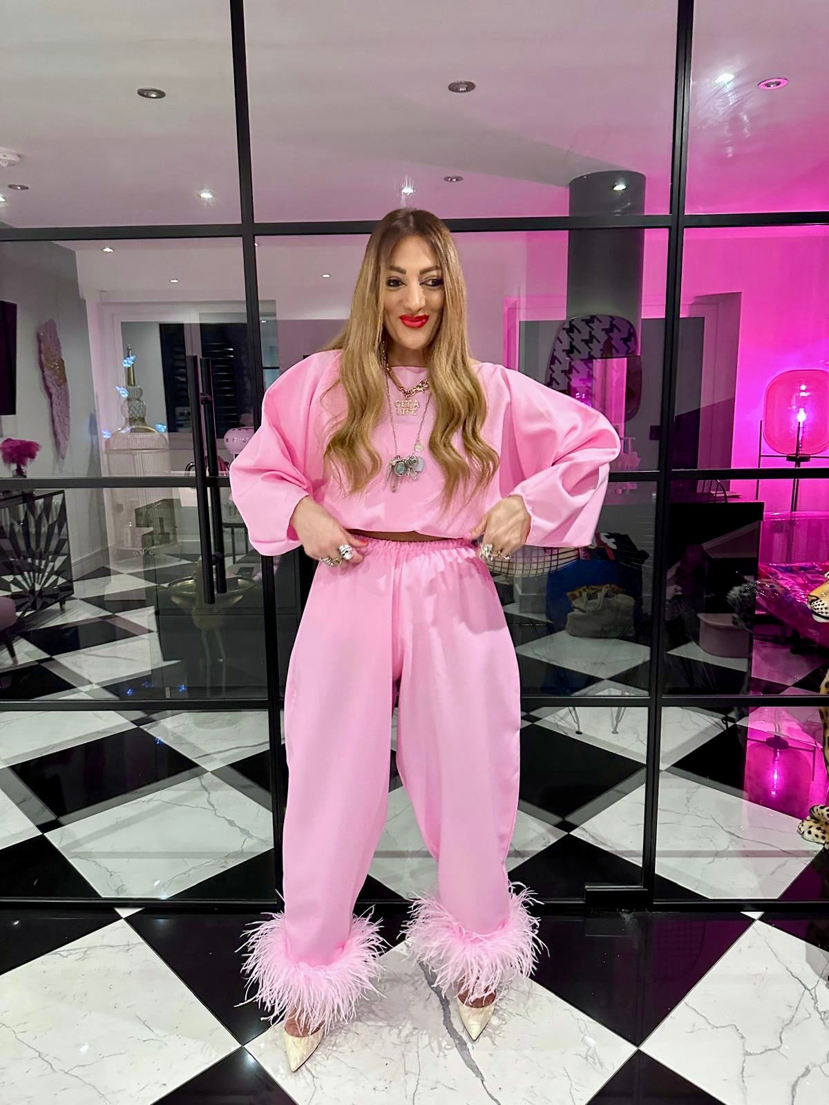 Balloon Sleeve Top In Baby Pink