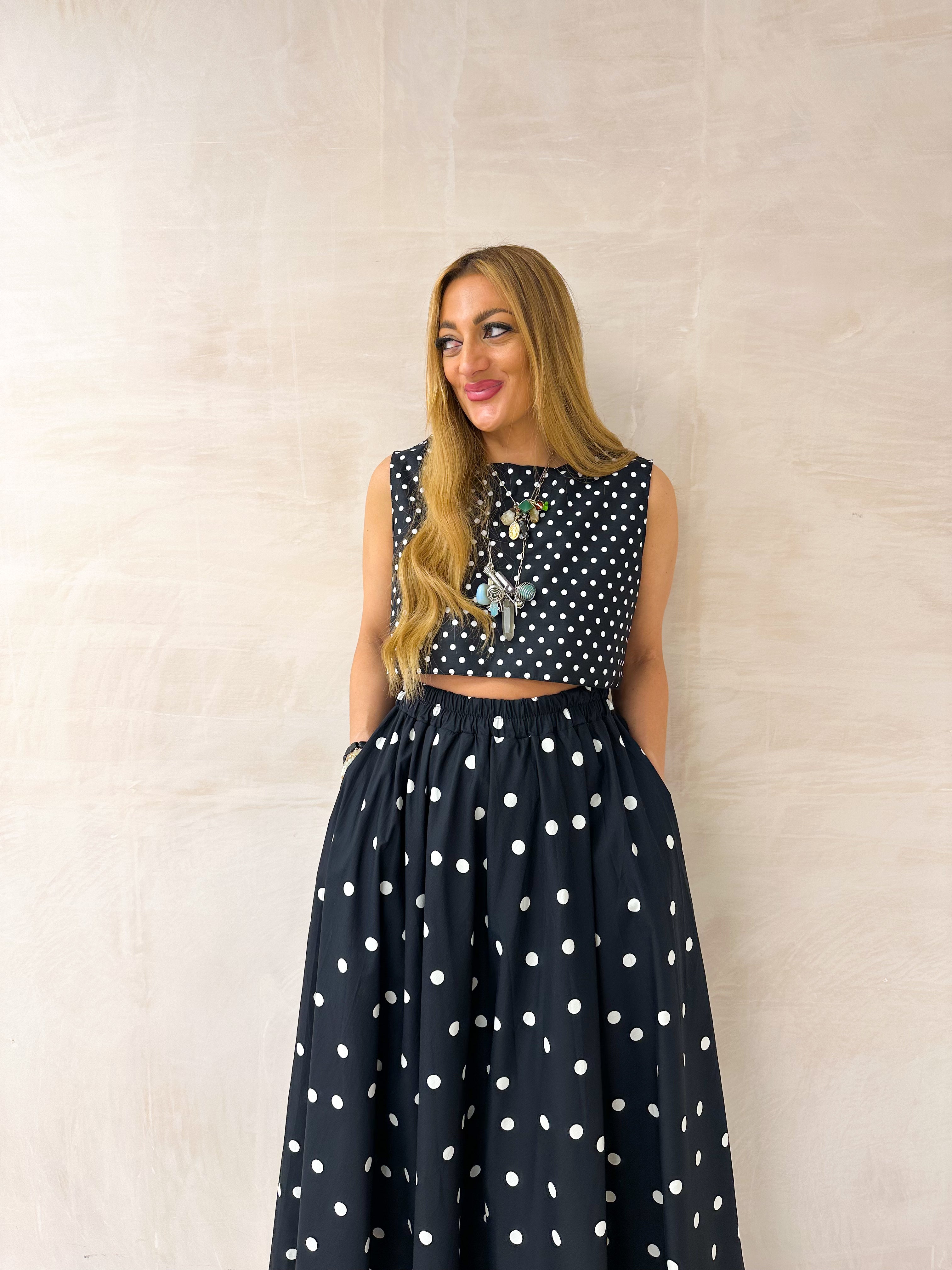 Polka Dot Vest In Black And White