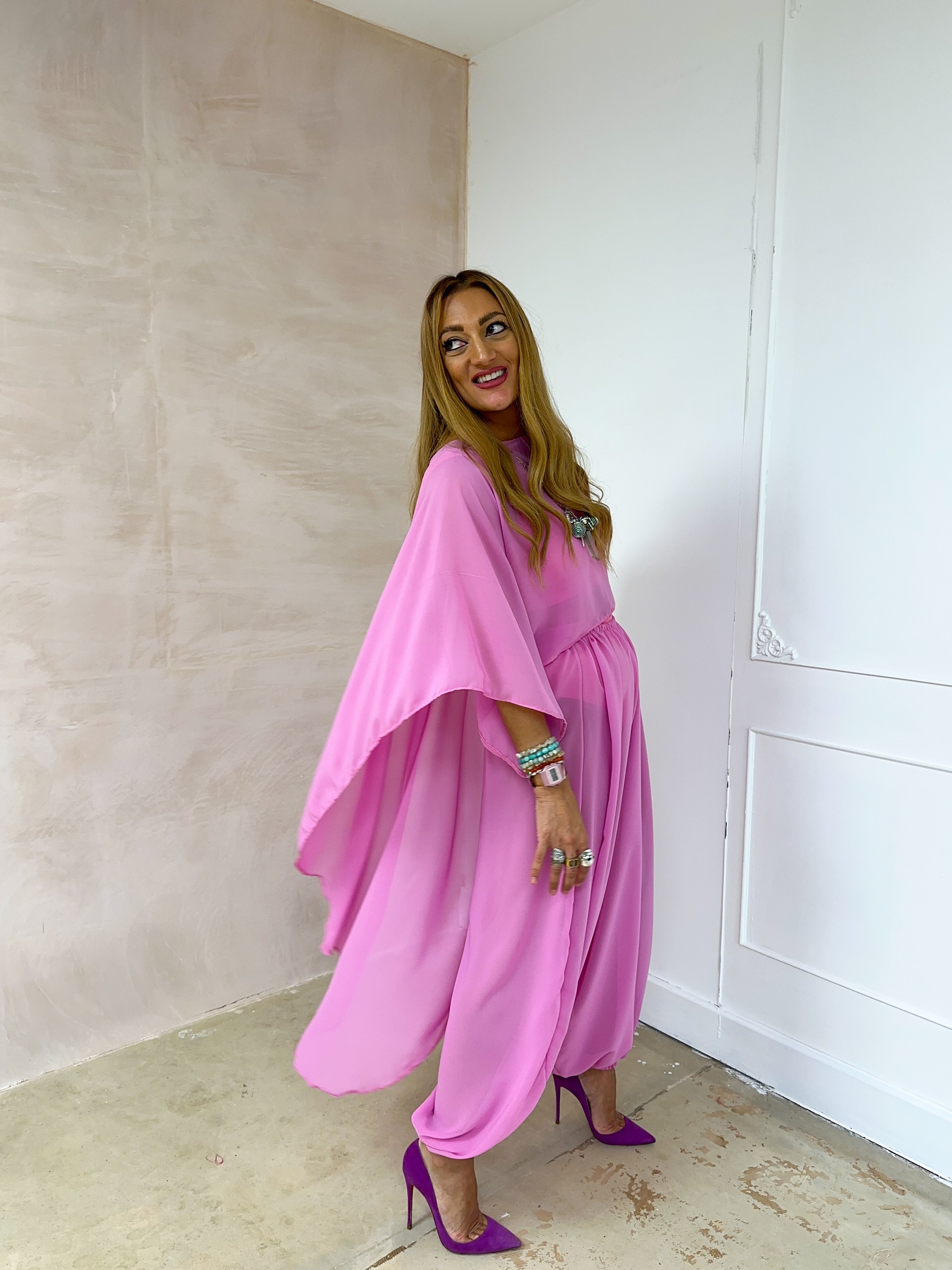 The Jasmine Aladdin Trousers In Pink Chiffon