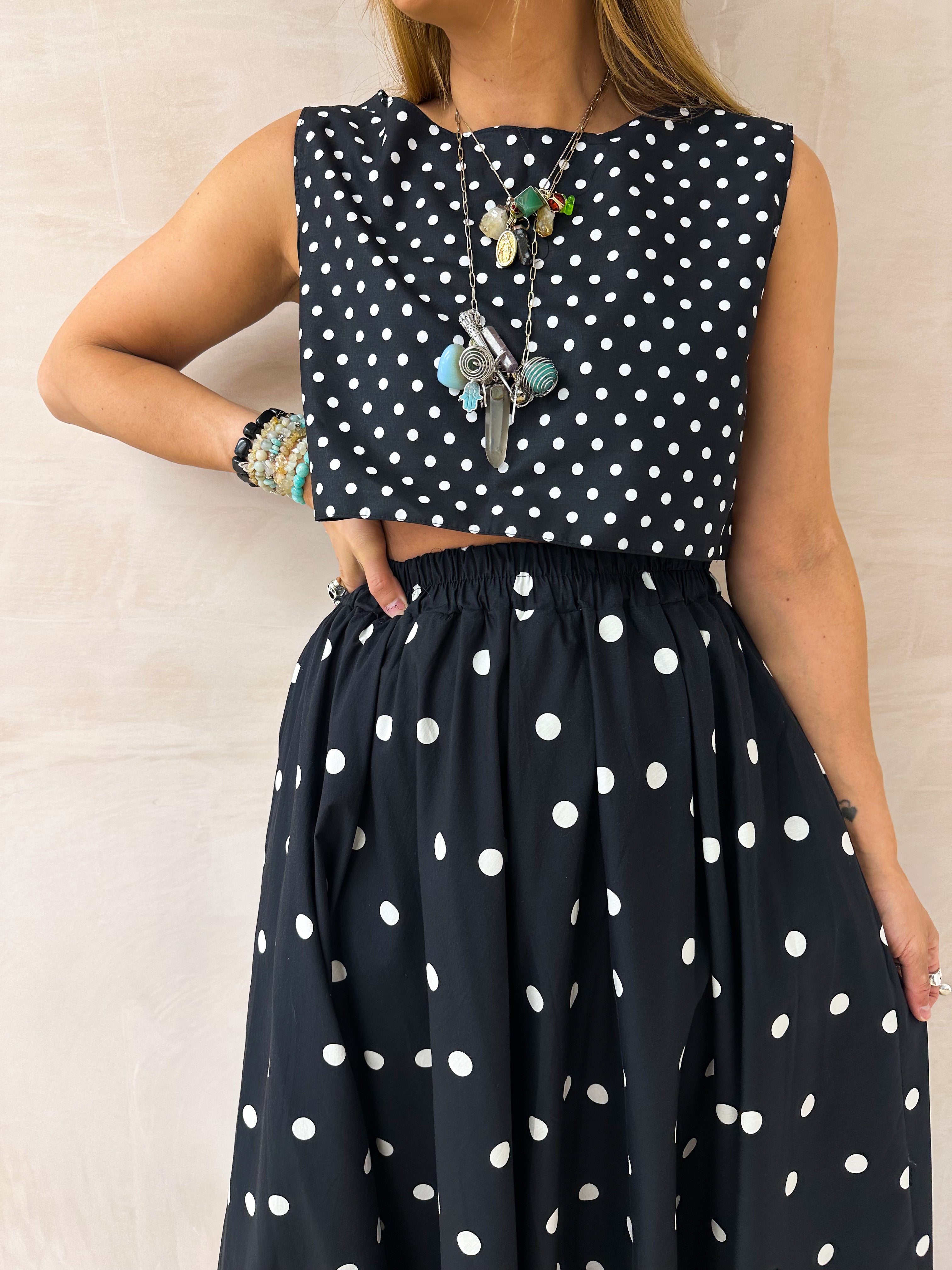 Polka Dot Vest In Black And White