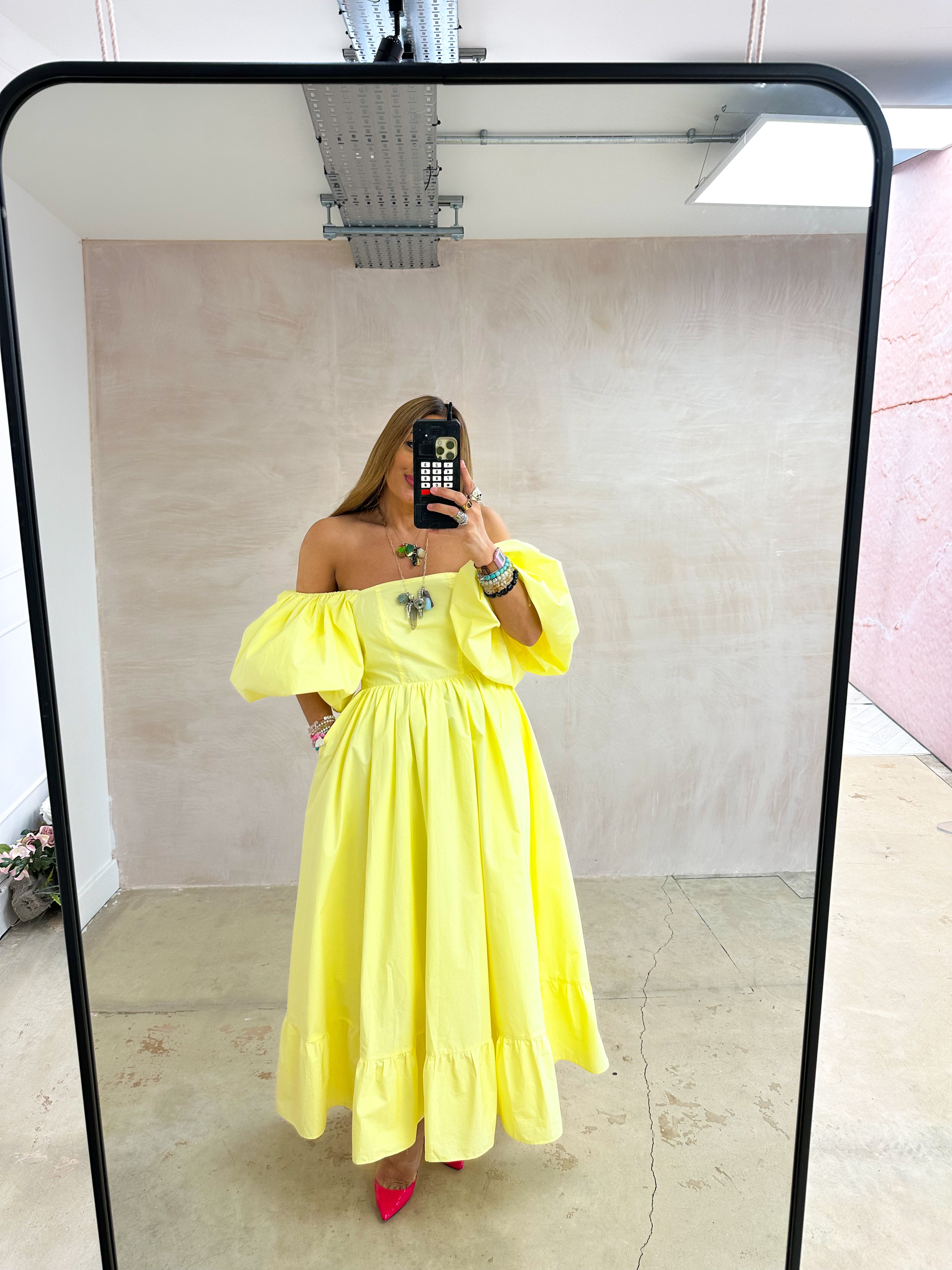 La Dolce Vita Midi Dress In Lemon