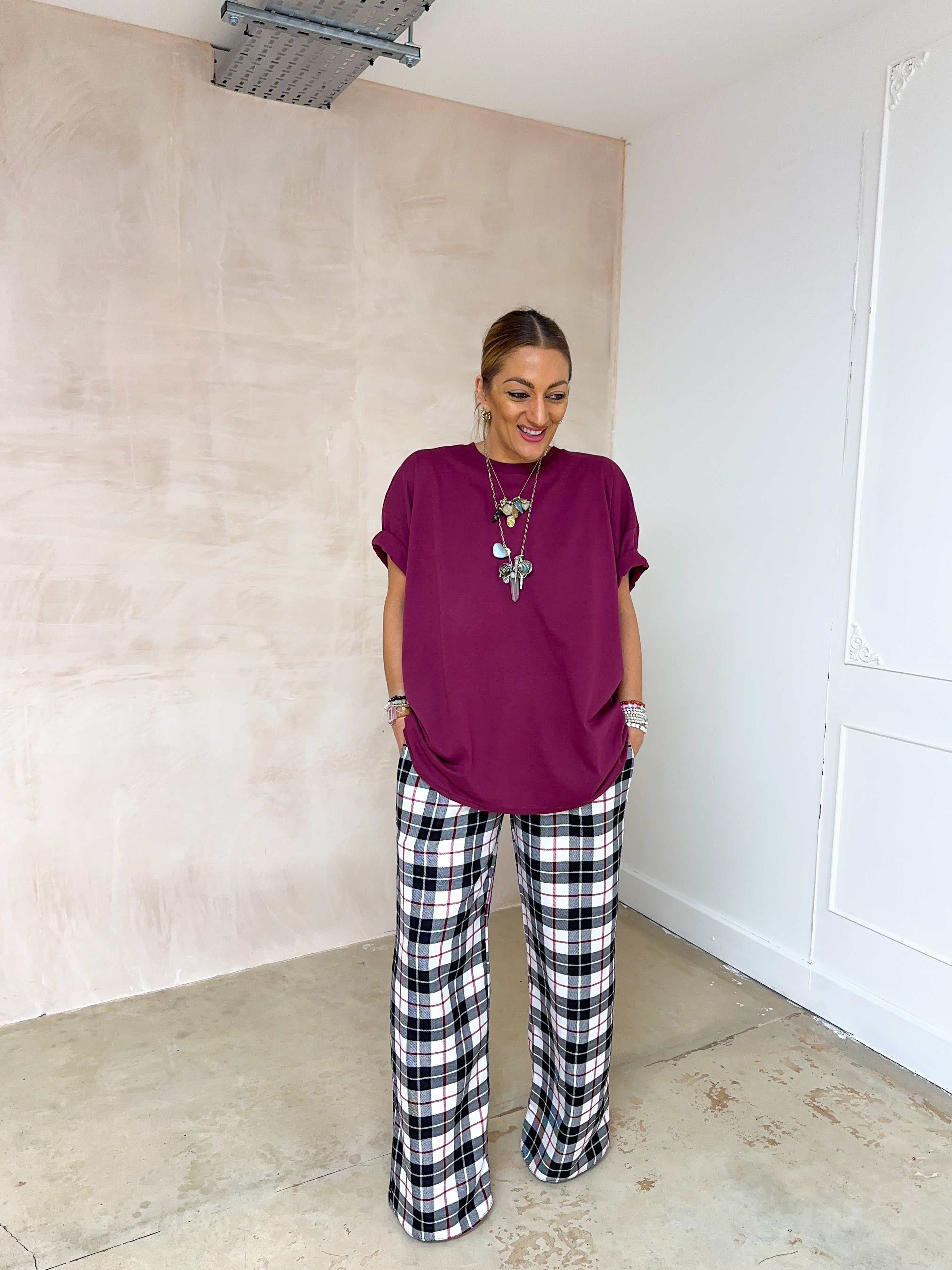 Oversized Basic T-Shirt In Burgundy