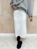Drawstring Sweatshirt Style Midi Skirt In Light Grey
