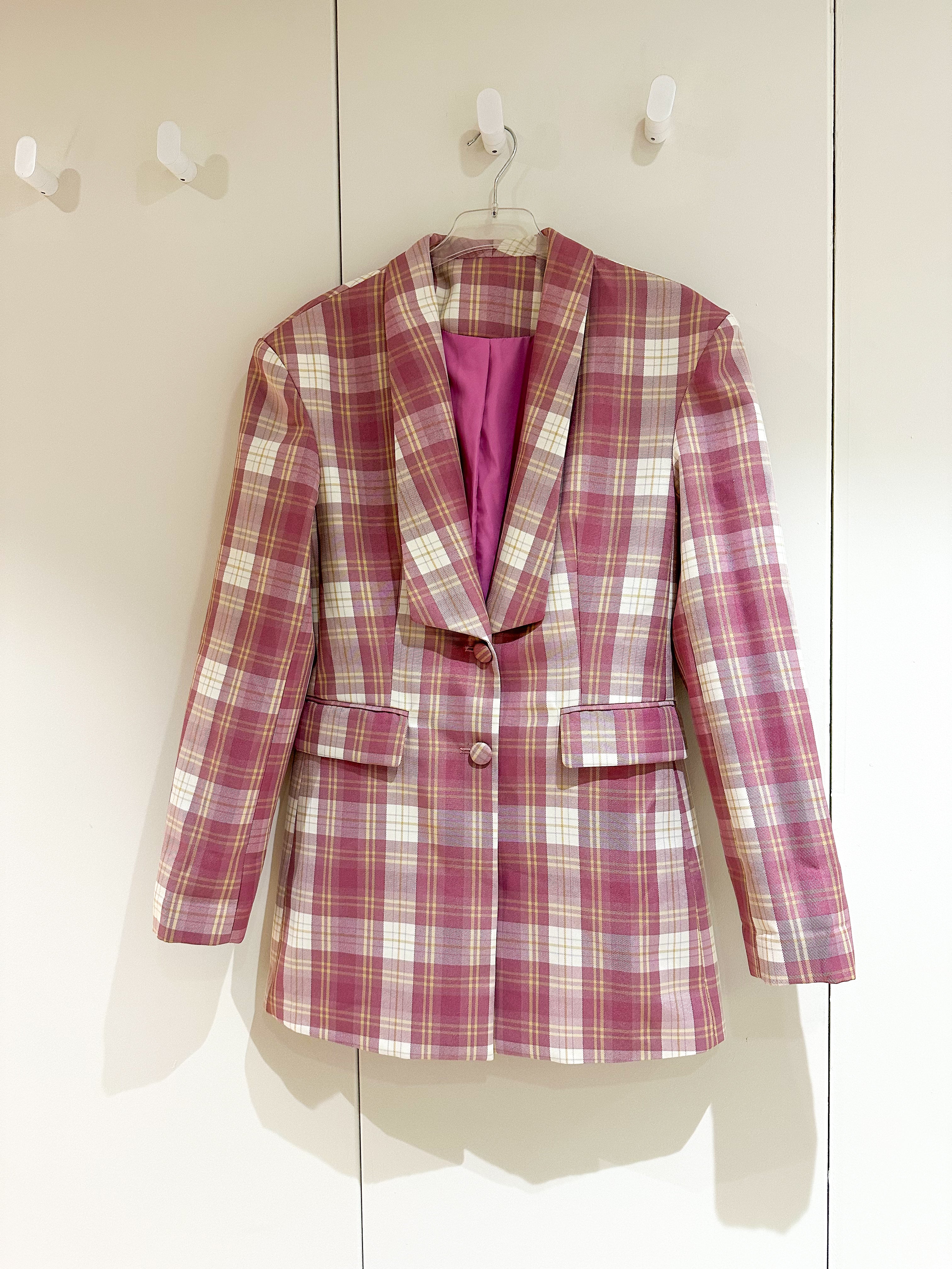 Tartan Check Blazer In Pink