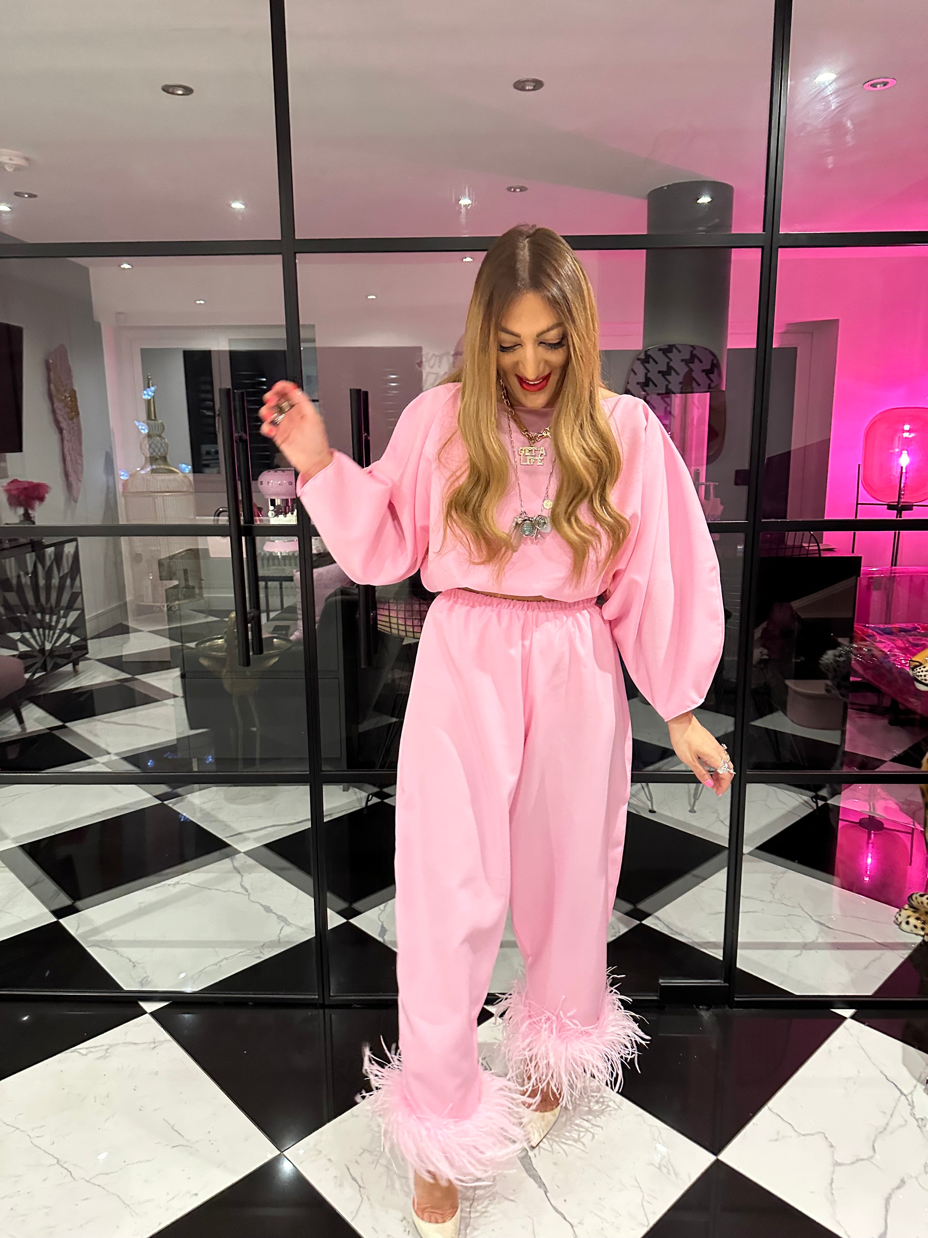 Balloon Sleeve Top In Baby Pink