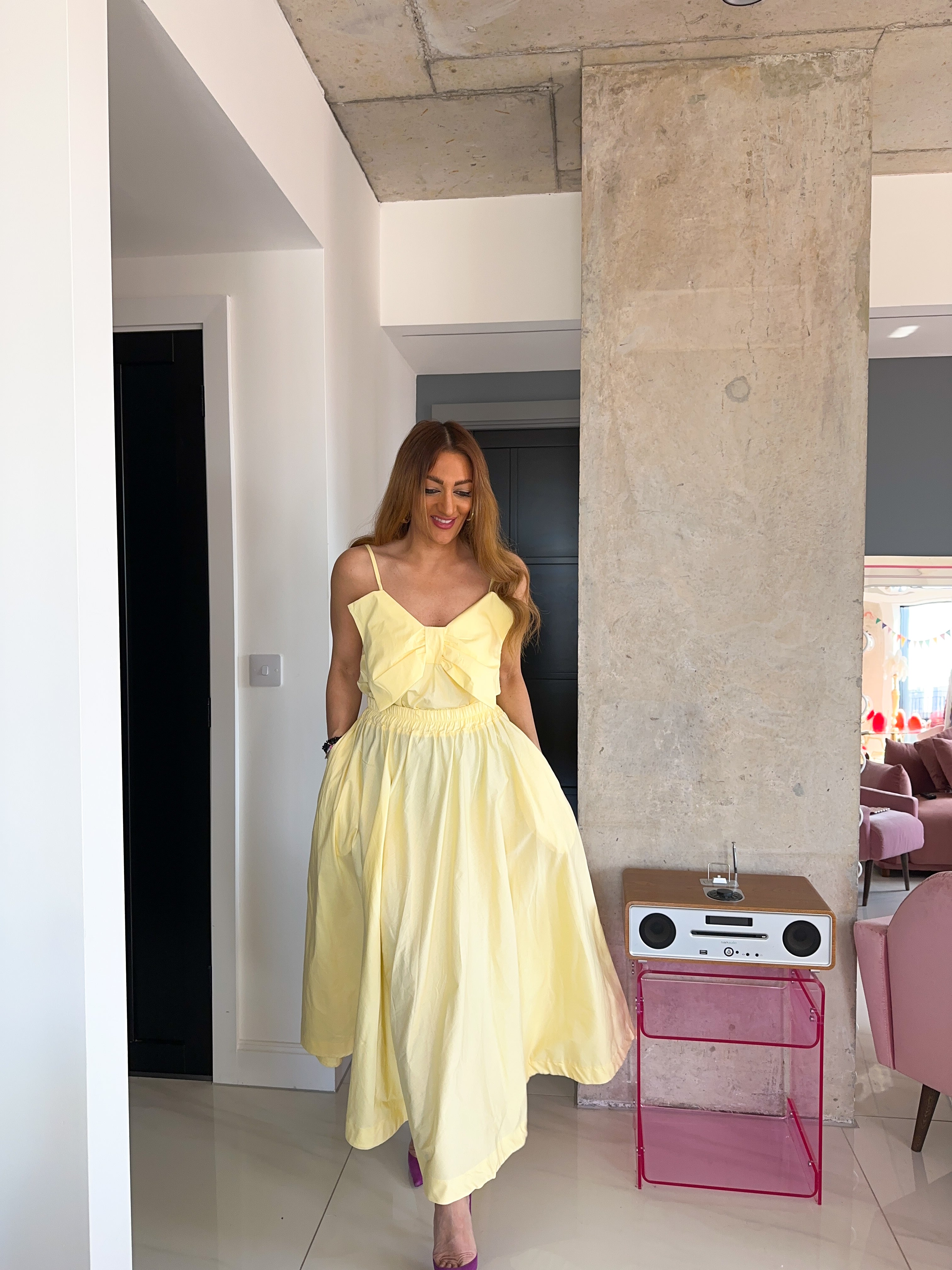 Full Circle Midi Skirt In Yellow