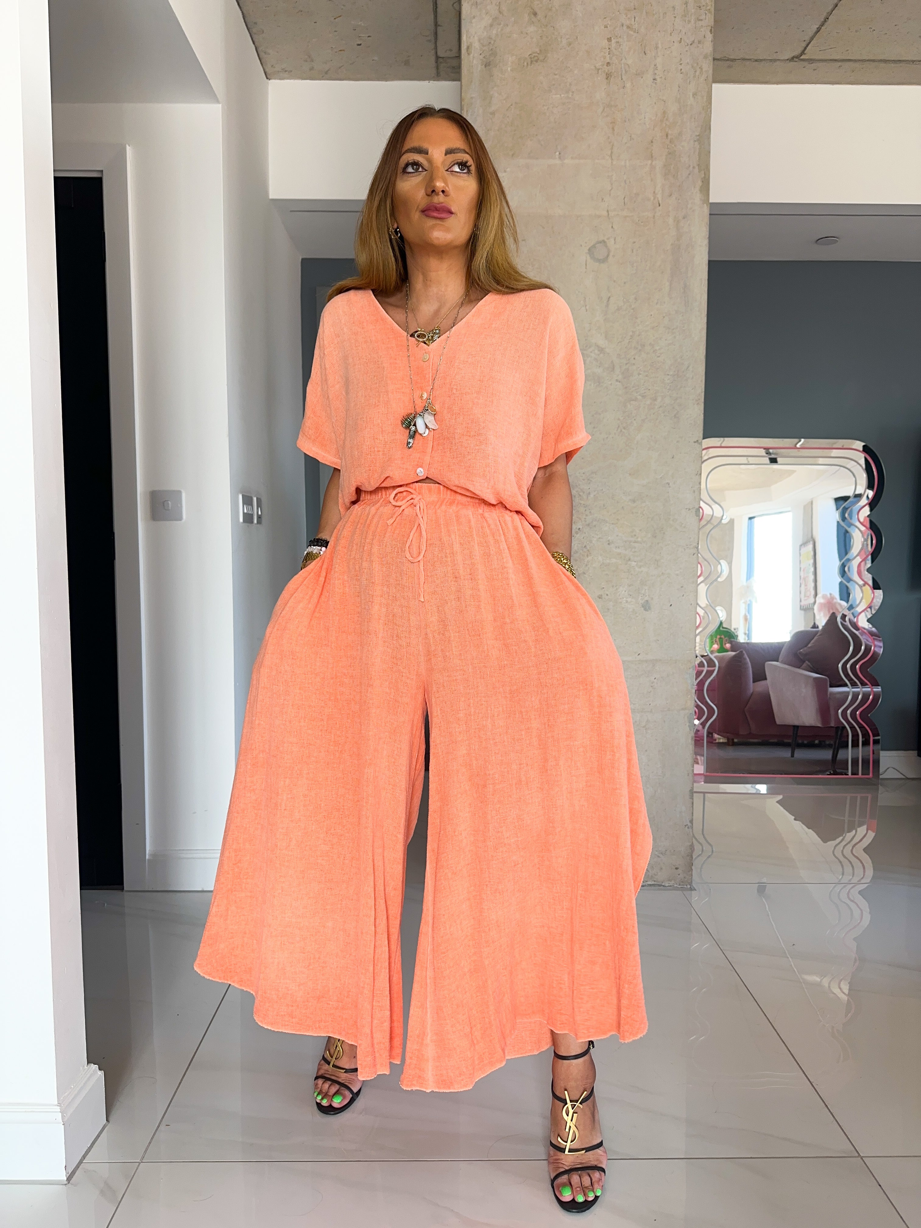 Button Up Top In Orange