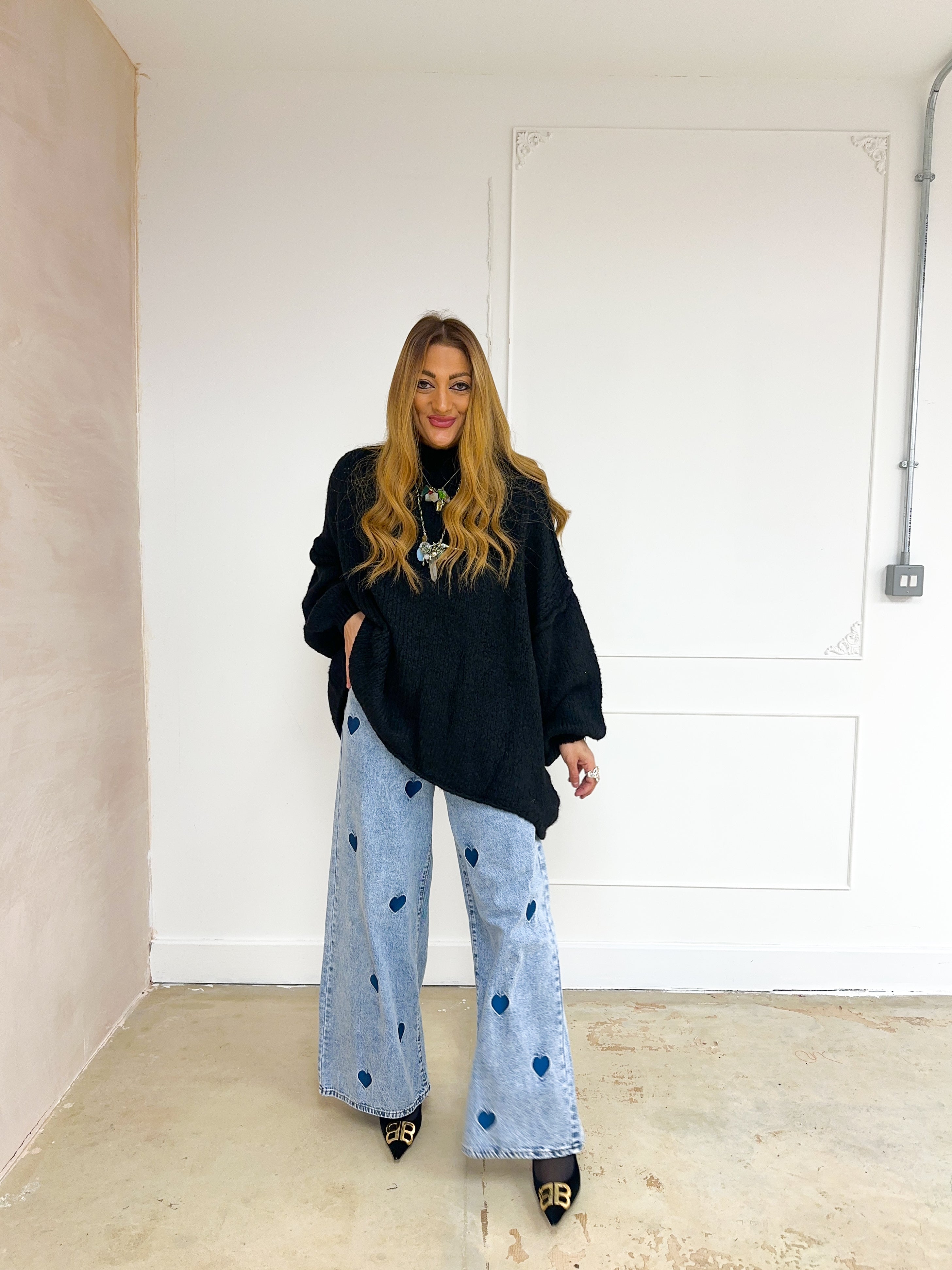 Chunky Knit Oversized Jumper In Black