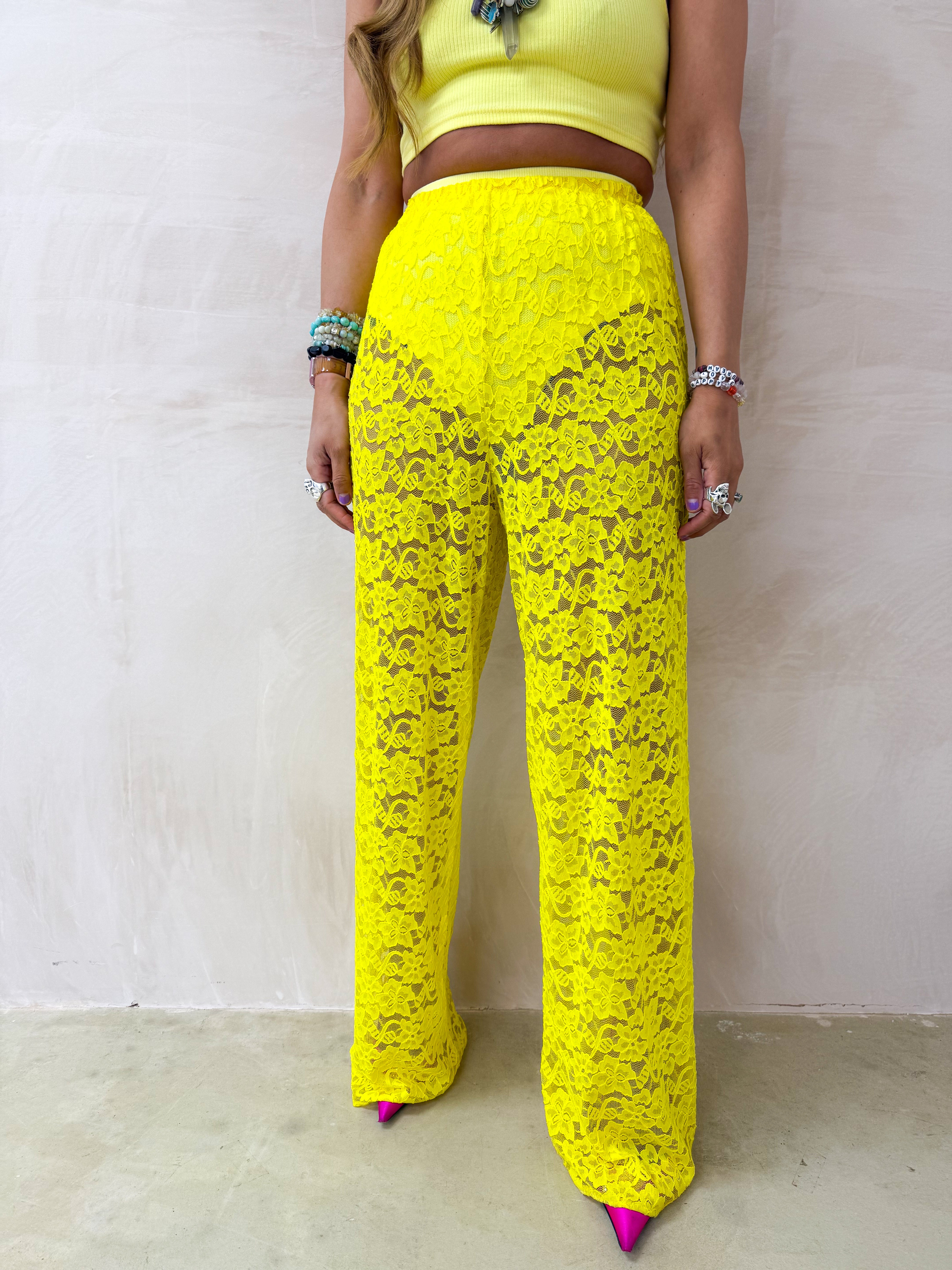 High Waisted Ribbed Knickers In Yellow