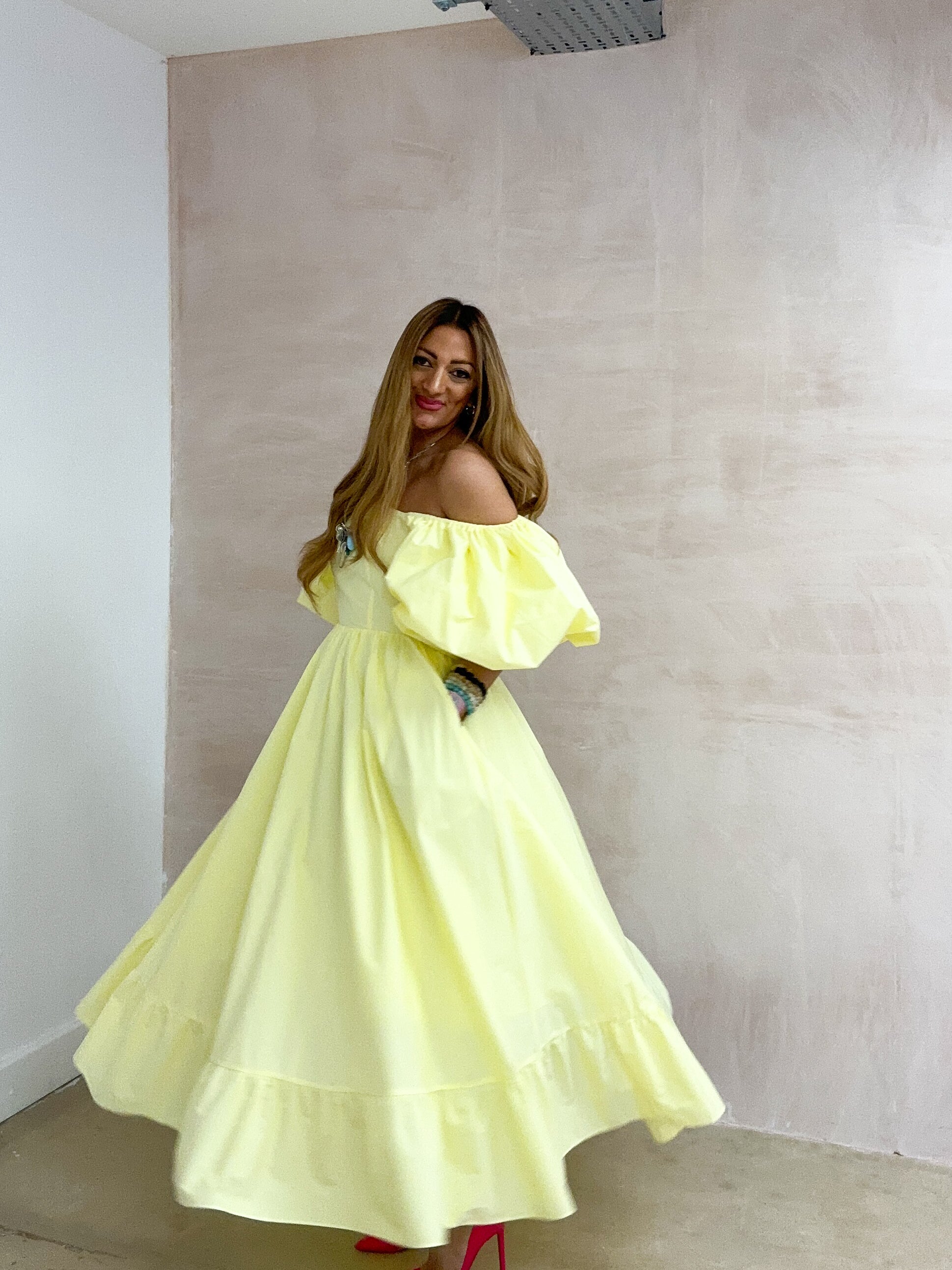 La Dolce Vita Midi Dress In Lemon
