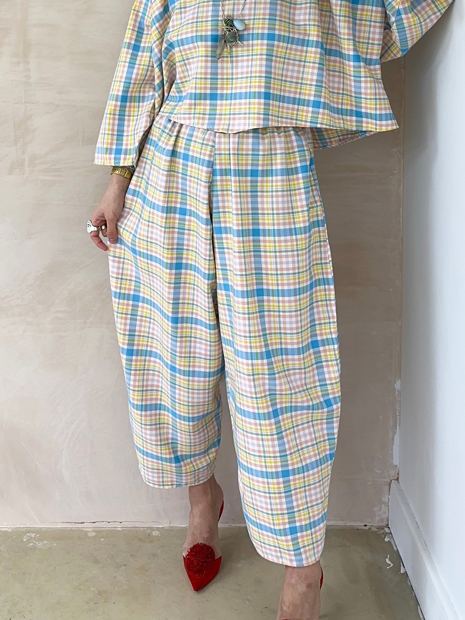 Muse Balloon Trousers In Pastel Tartan