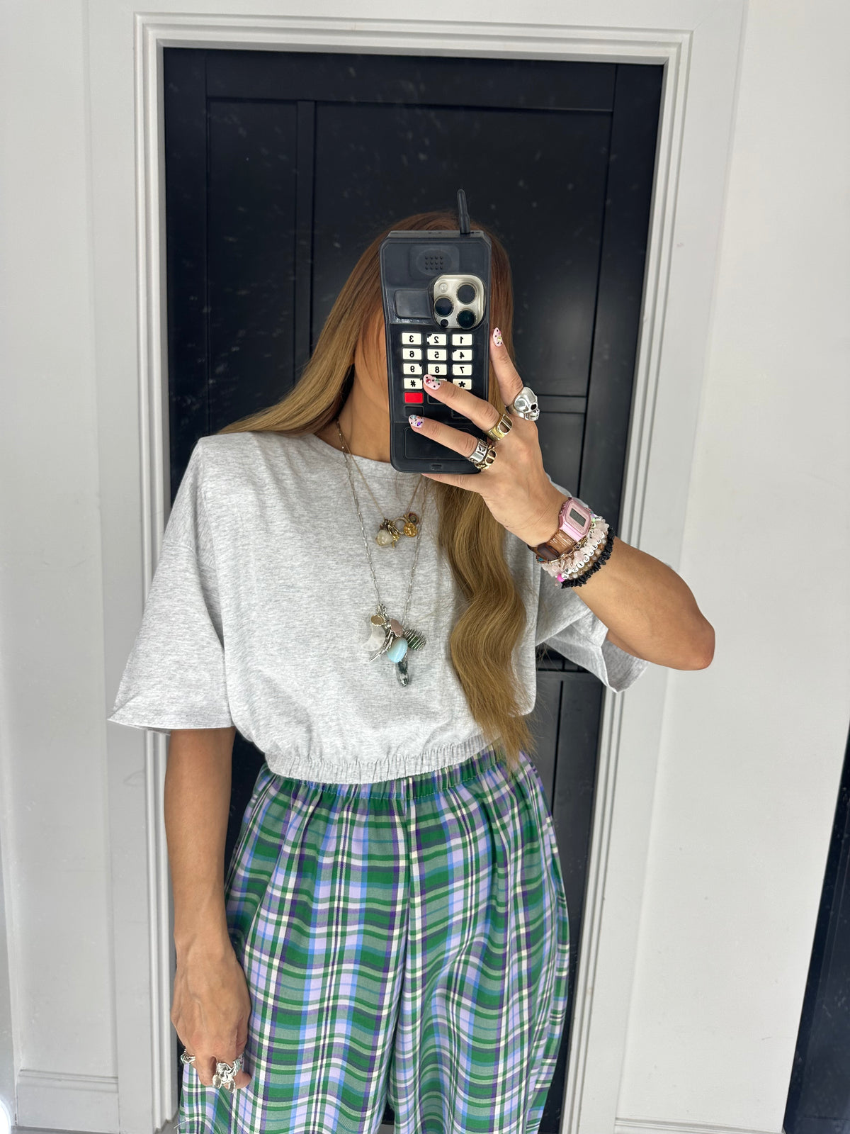 Cropped Basic T-Shirt In Grey Marl