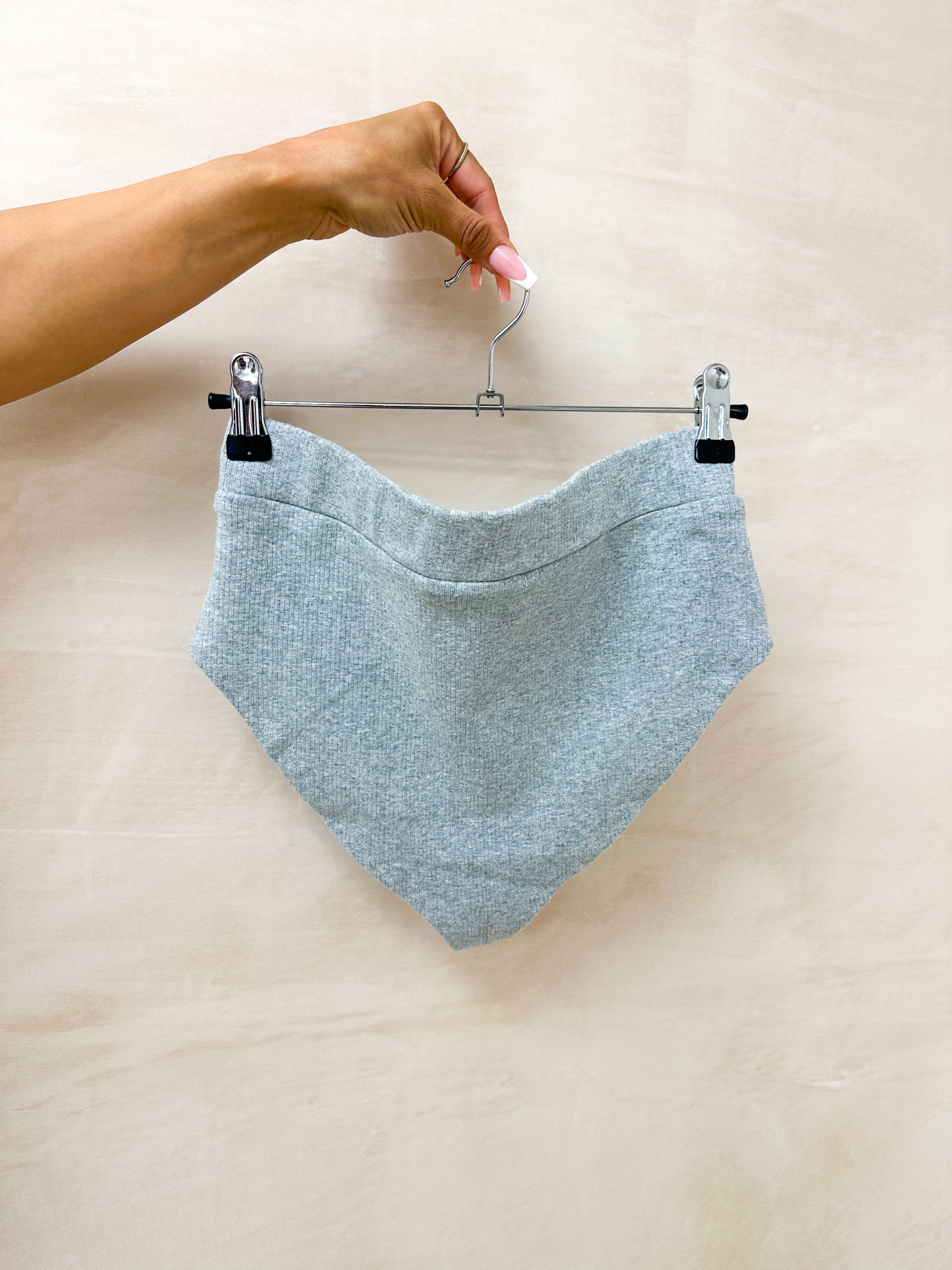 High Waisted Ribbed Knickers In Grey